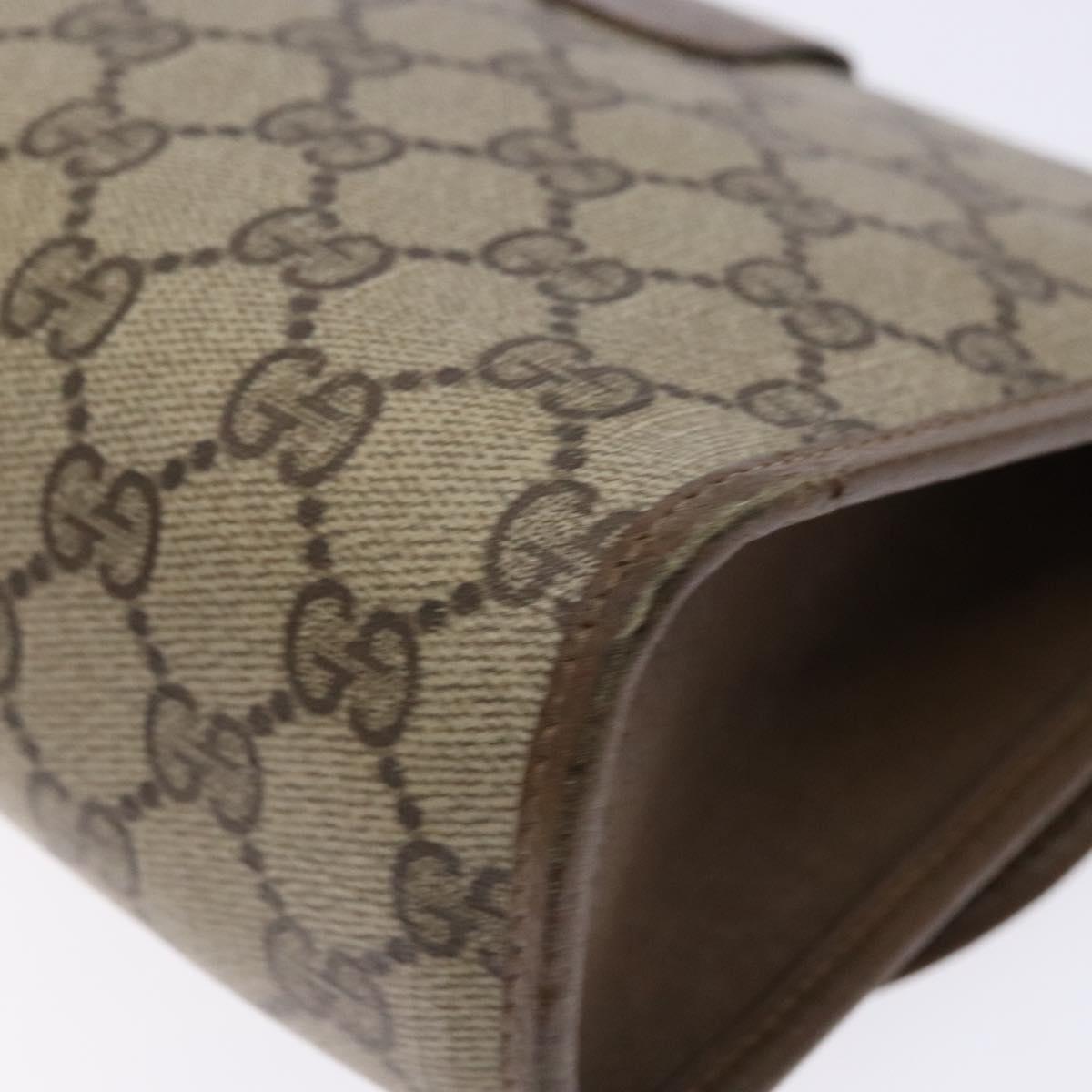 GUCCI GG Supreme Web Sherry Line Clutch Bag PVC Beige Gold 89 01 030 Auth 141030