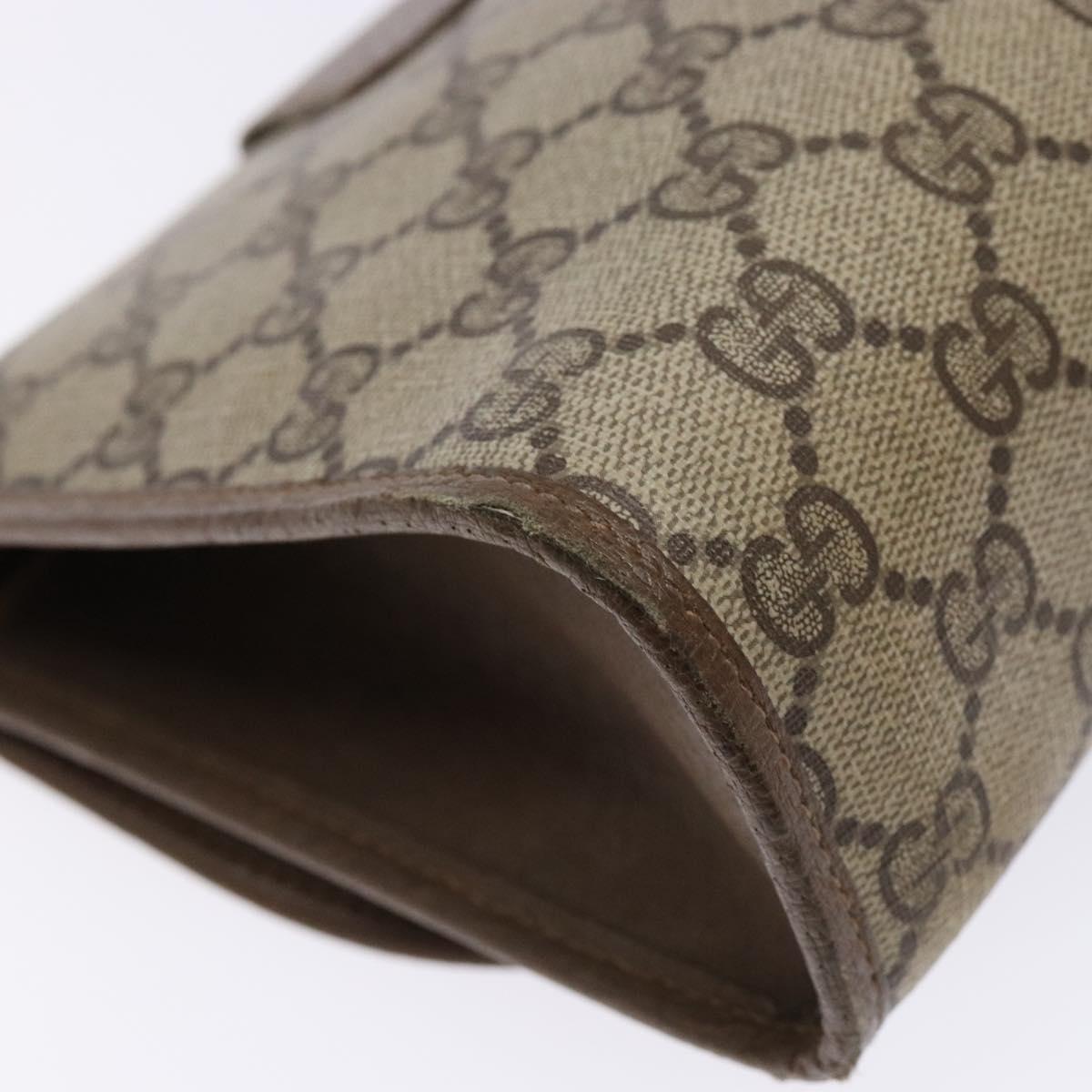 GUCCI GG Supreme Web Sherry Line Clutch Bag PVC Beige Gold 89 01 030 Auth 141030
