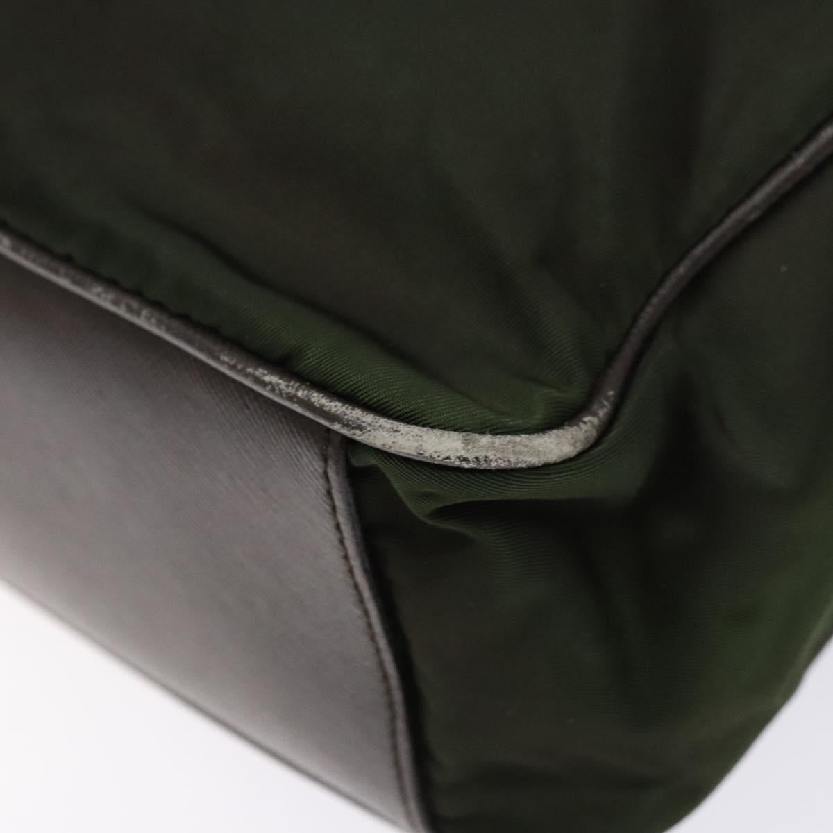 PRADA Shoulder Bag Nylon Green Gold Auth 141035