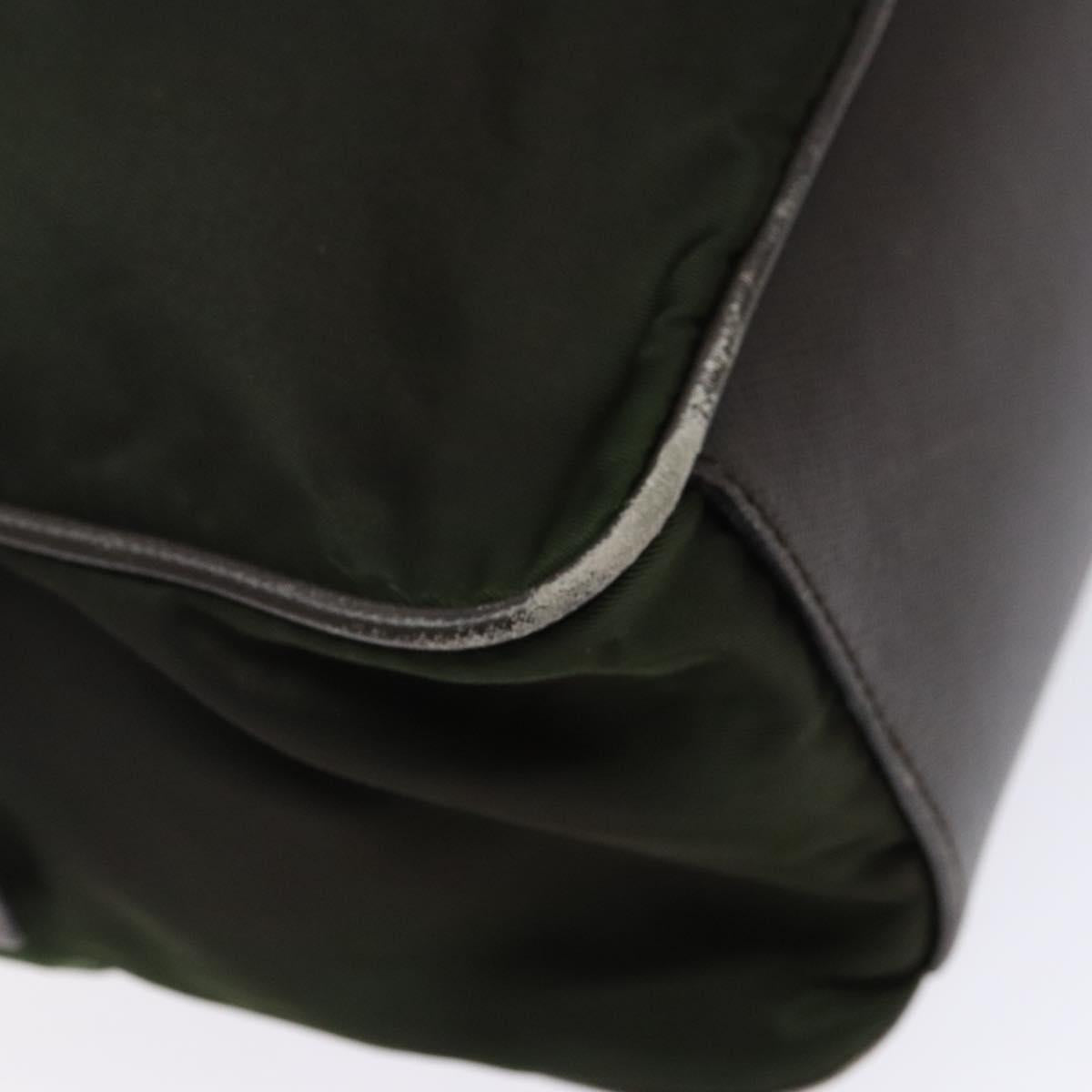PRADA Shoulder Bag Nylon Green Gold Auth 141035