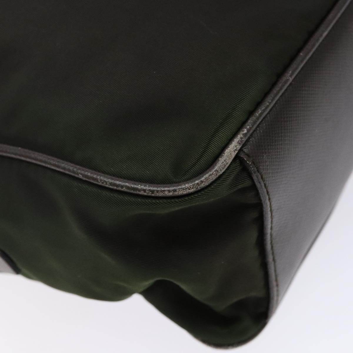 PRADA Shoulder Bag Nylon Green Gold Auth 141035