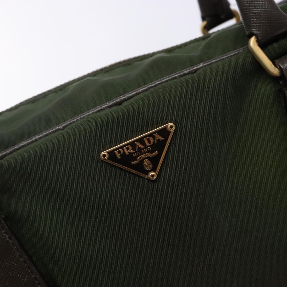 PRADA Shoulder Bag Nylon Green Gold Auth 141035