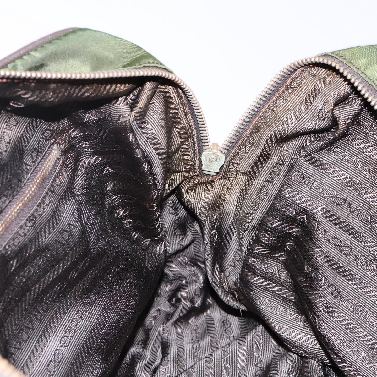 PRADA Shoulder Bag Nylon Green Gold Auth 141035