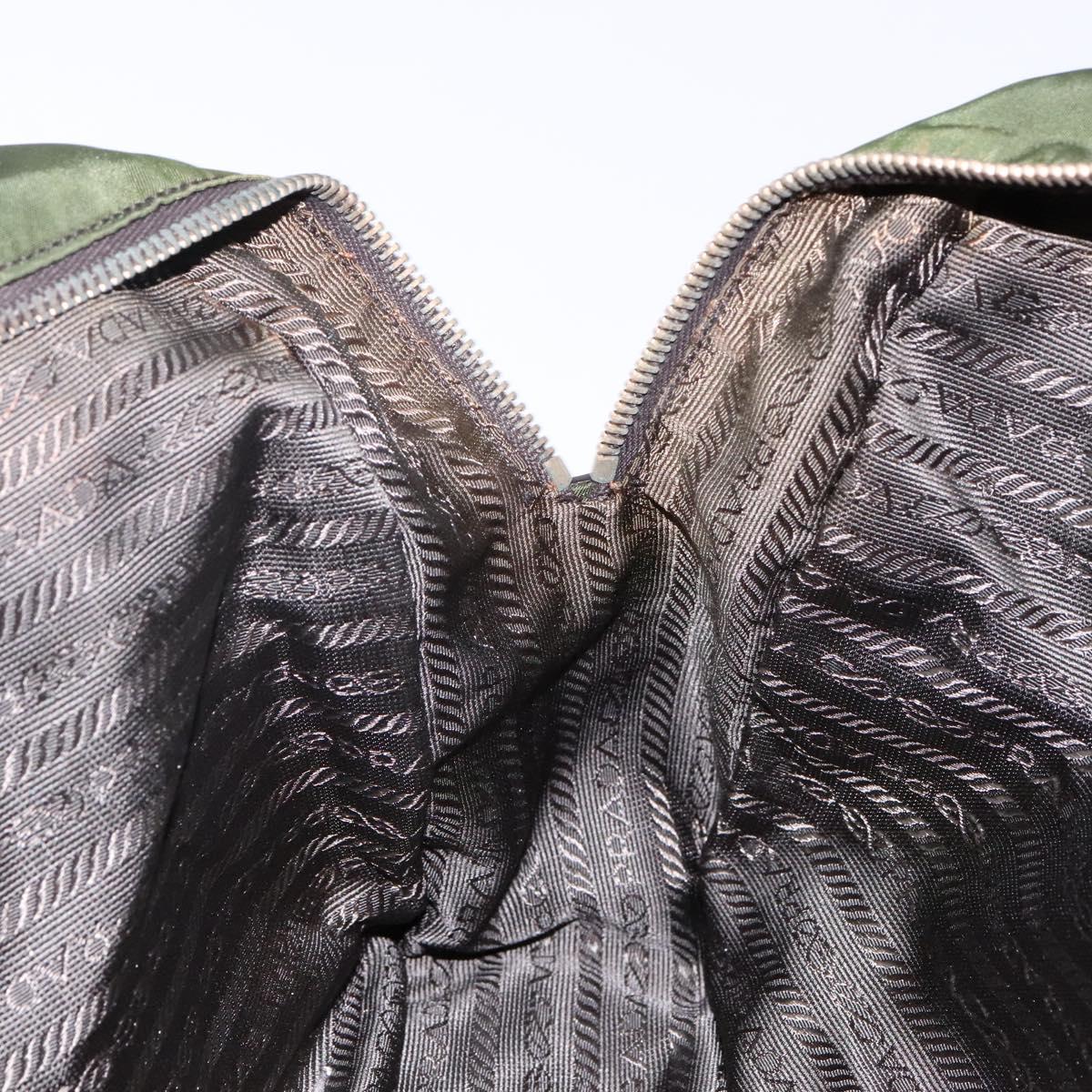 PRADA Shoulder Bag Nylon Green Gold Auth 141035