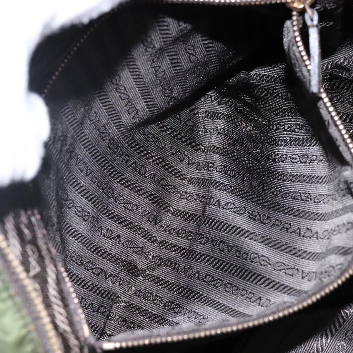PRADA Shoulder Bag Nylon Green Gold Auth 141035