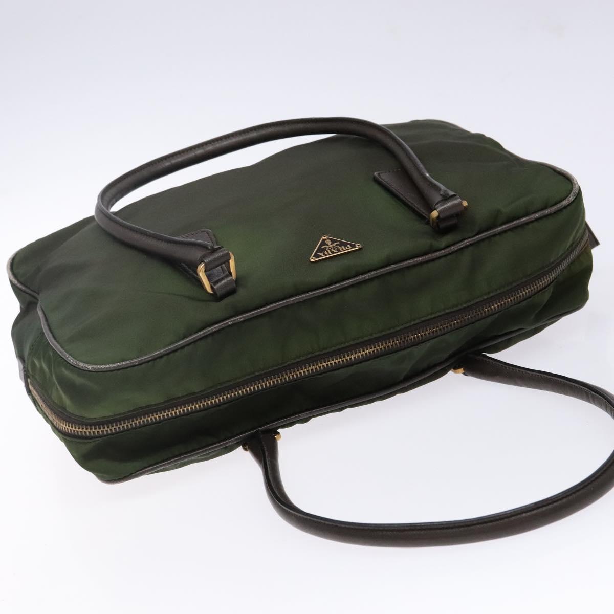 PRADA Shoulder Bag Nylon Green Gold Auth 141035
