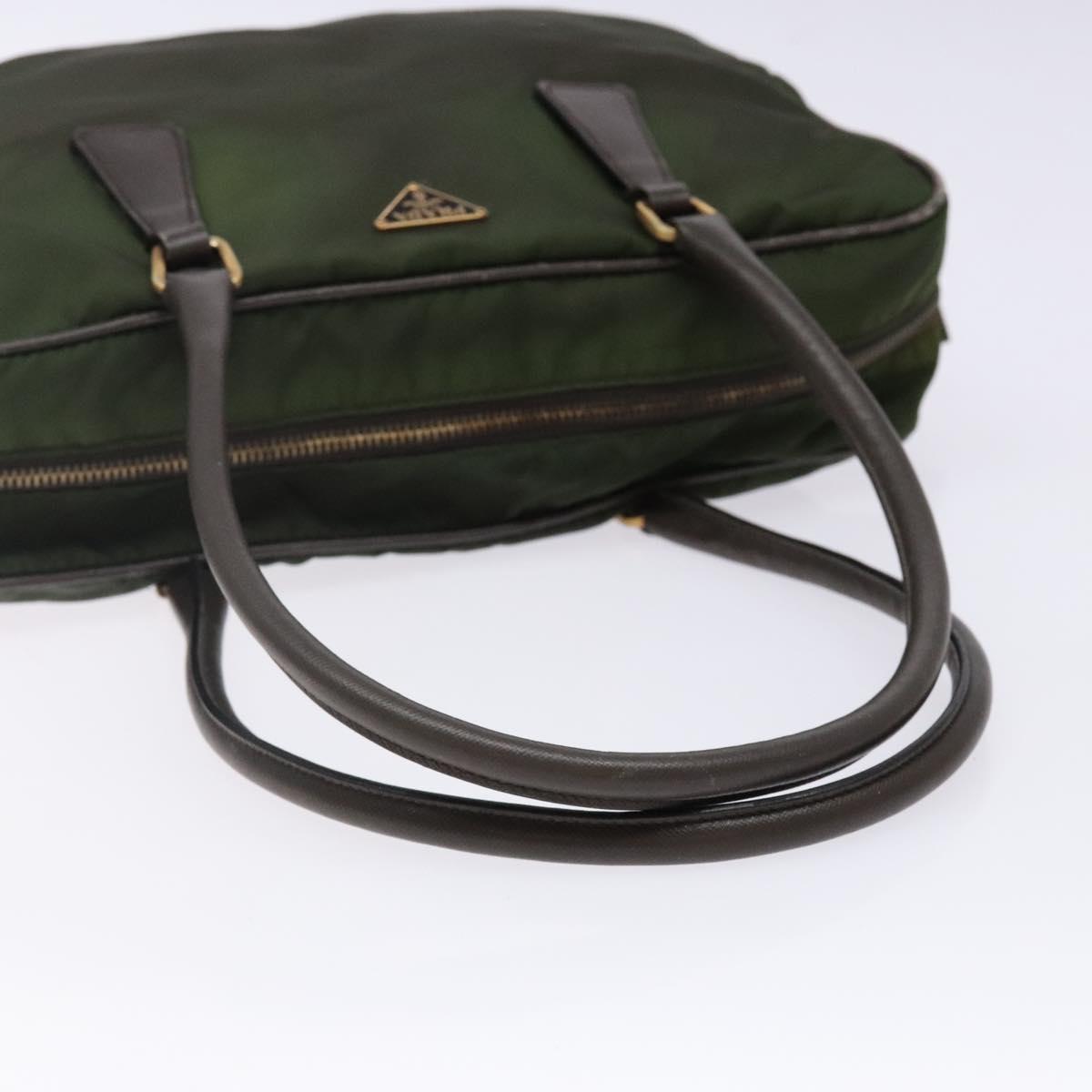 PRADA Shoulder Bag Nylon Green Gold Auth 141035