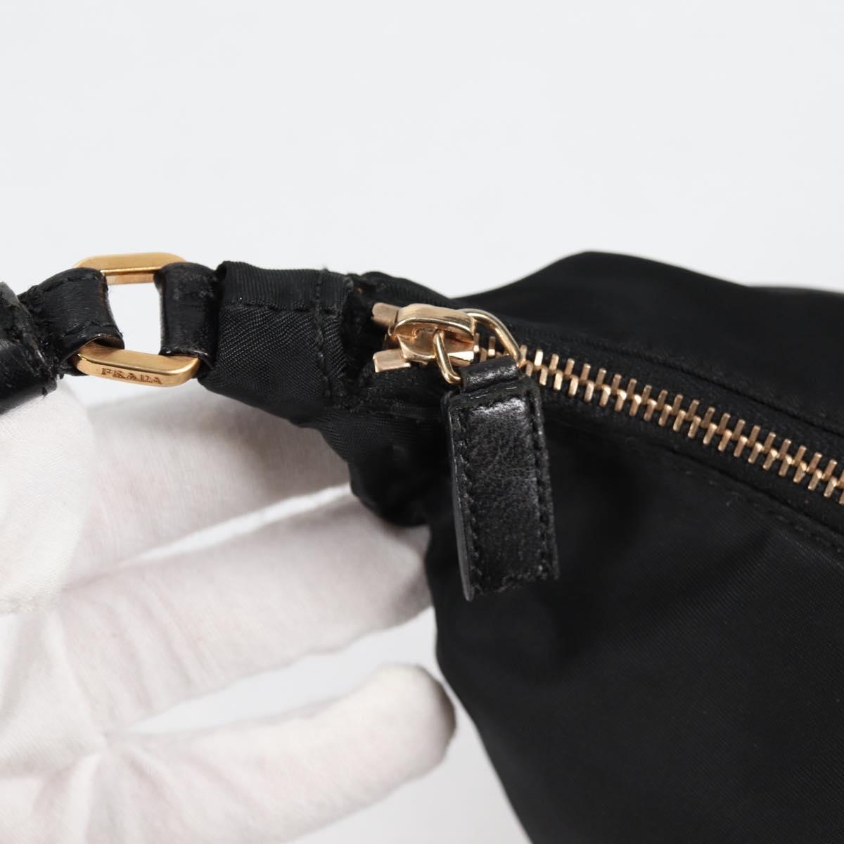 PRADA Chain Shoulder Bag Nylon Black Gold Auth 141036V