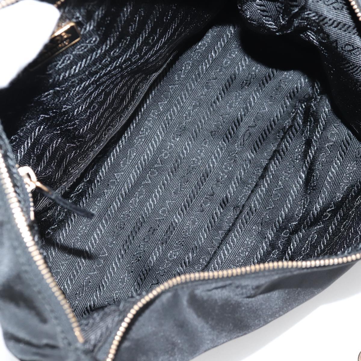 PRADA Chain Shoulder Bag Nylon Black Gold Auth 141036V