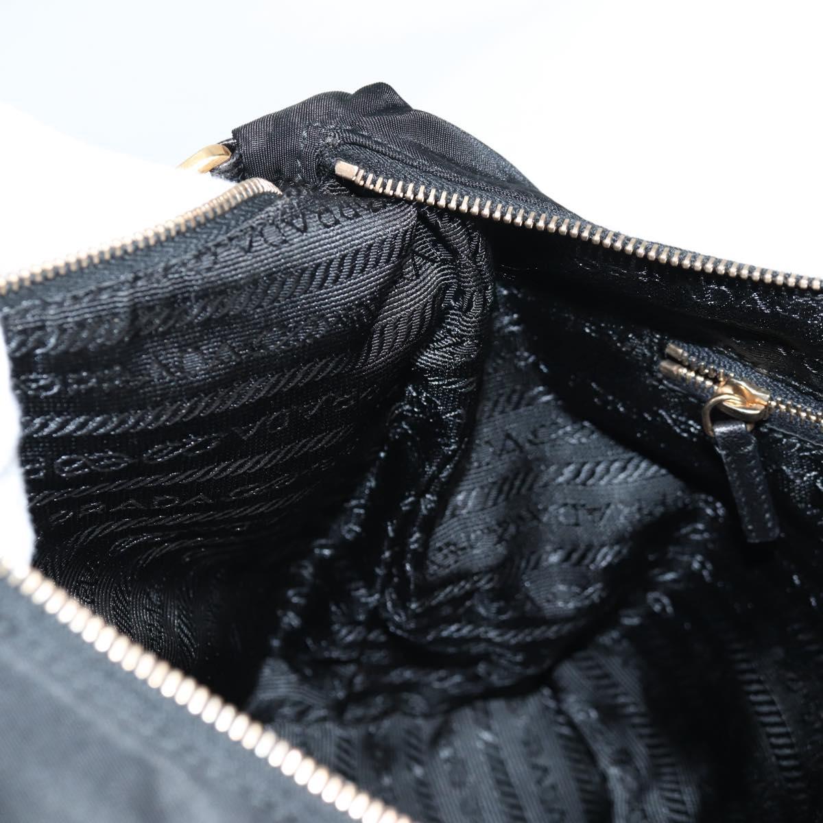 PRADA Chain Shoulder Bag Nylon Black Gold Auth 141036V