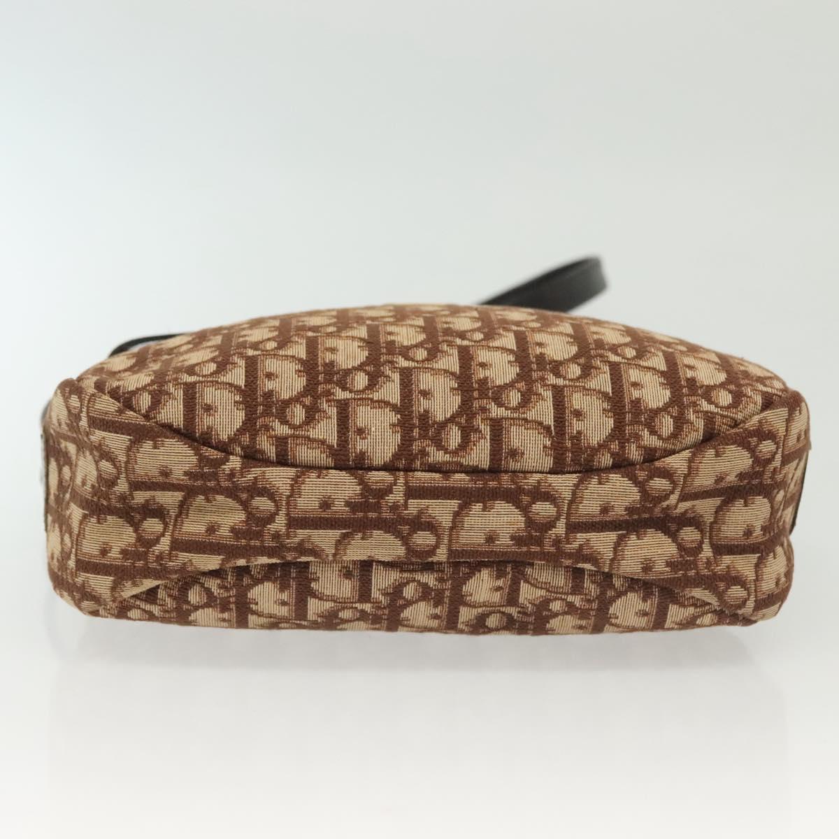 Christian Dior Trotter Canvas Shoulder Bag Brown Gold Auth 141040