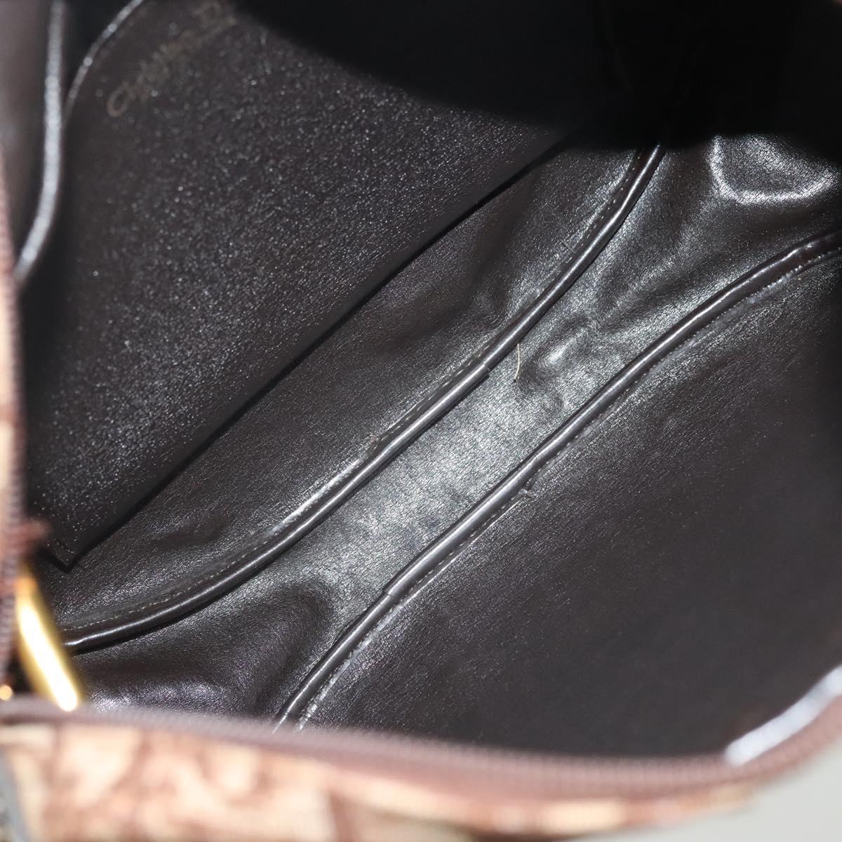 Christian Dior Trotter Canvas Shoulder Bag Brown Gold Auth 141040