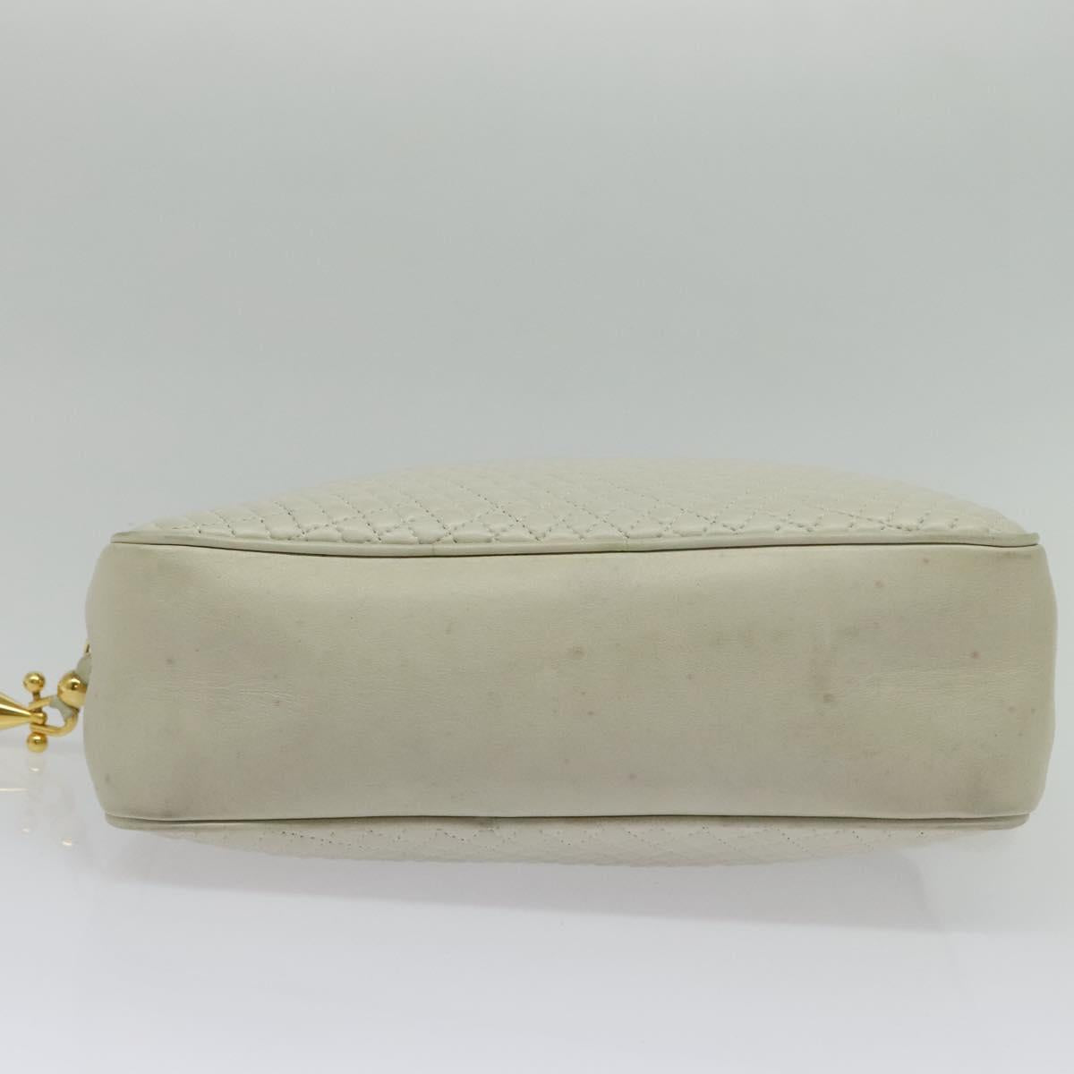 BALLY Chain Shoulder Bag Leather Ivory Gold Auth 141066