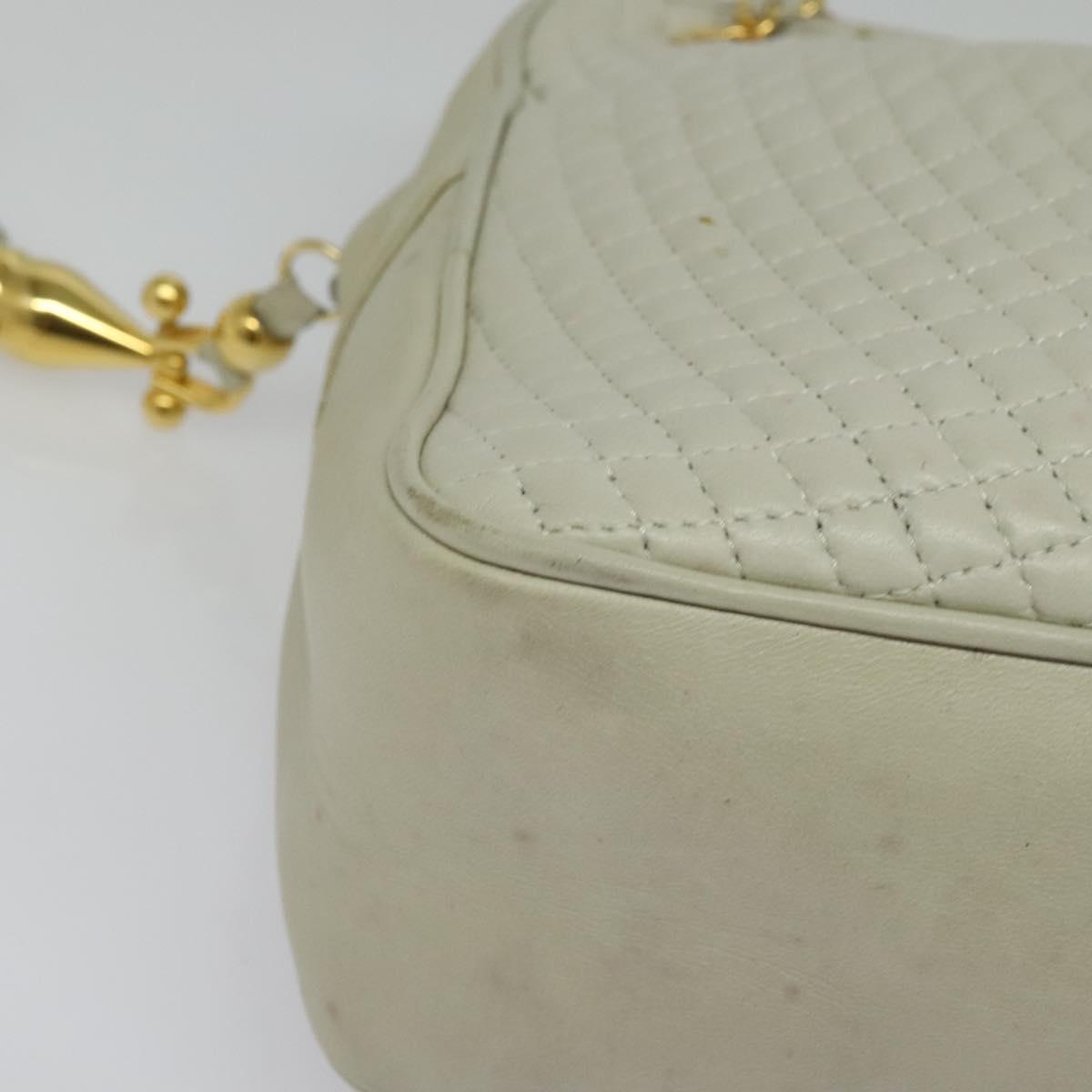 BALLY Chain Shoulder Bag Leather Ivory Gold Auth 141066