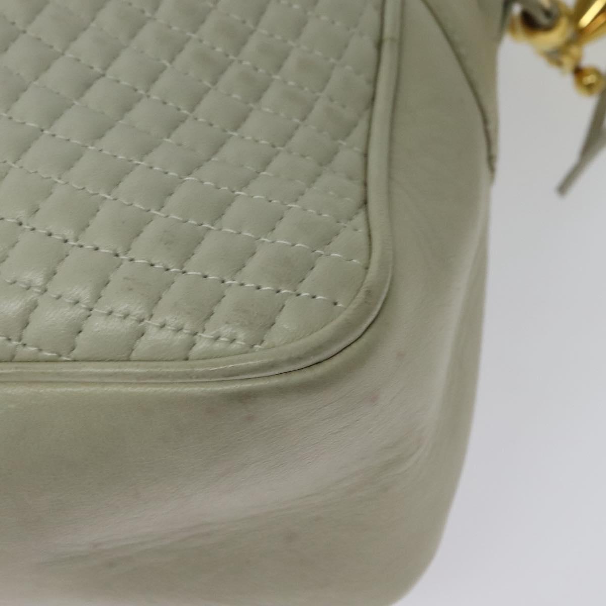 BALLY Chain Shoulder Bag Leather Ivory Gold Auth 141066