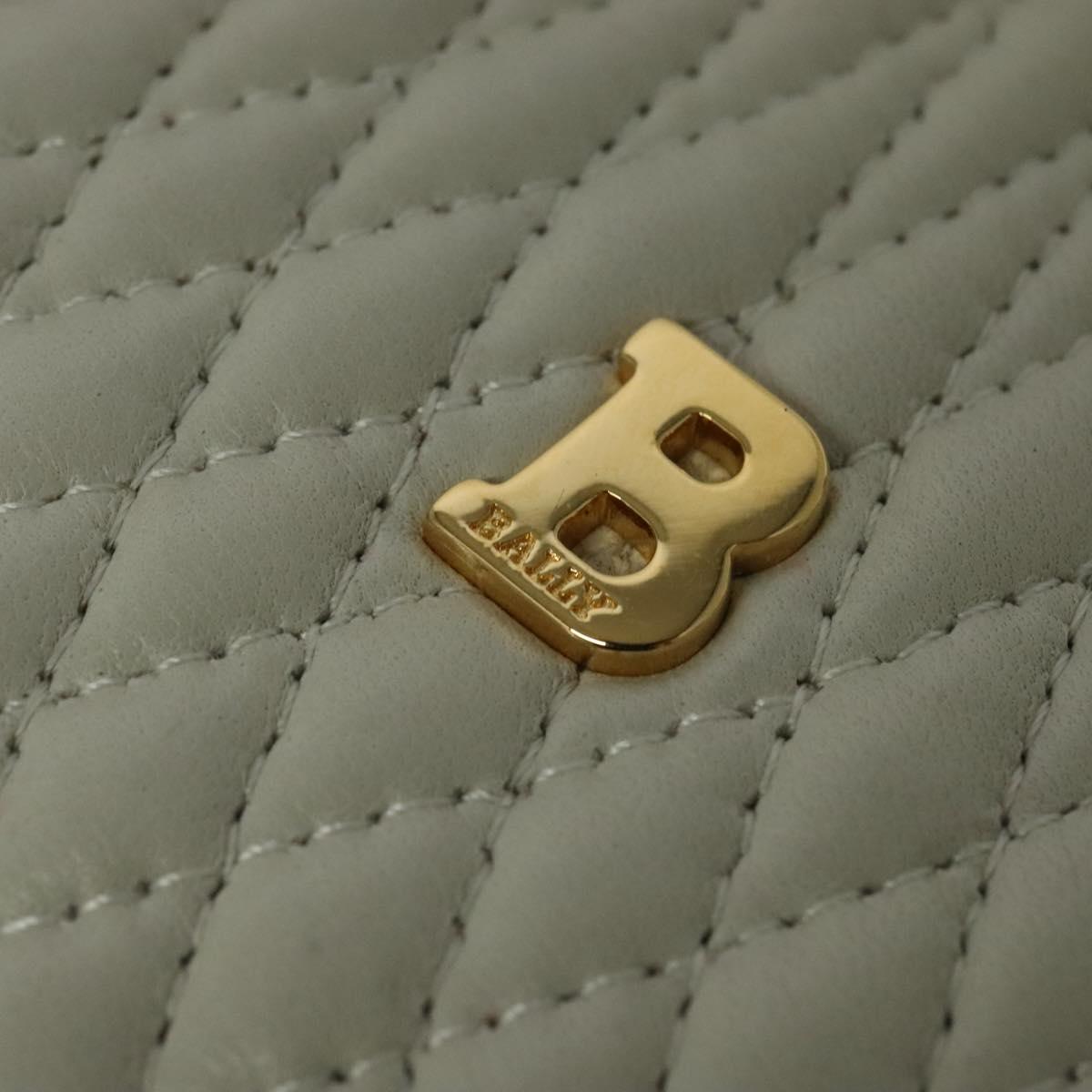 BALLY Chain Shoulder Bag Leather Ivory Gold Auth 141066