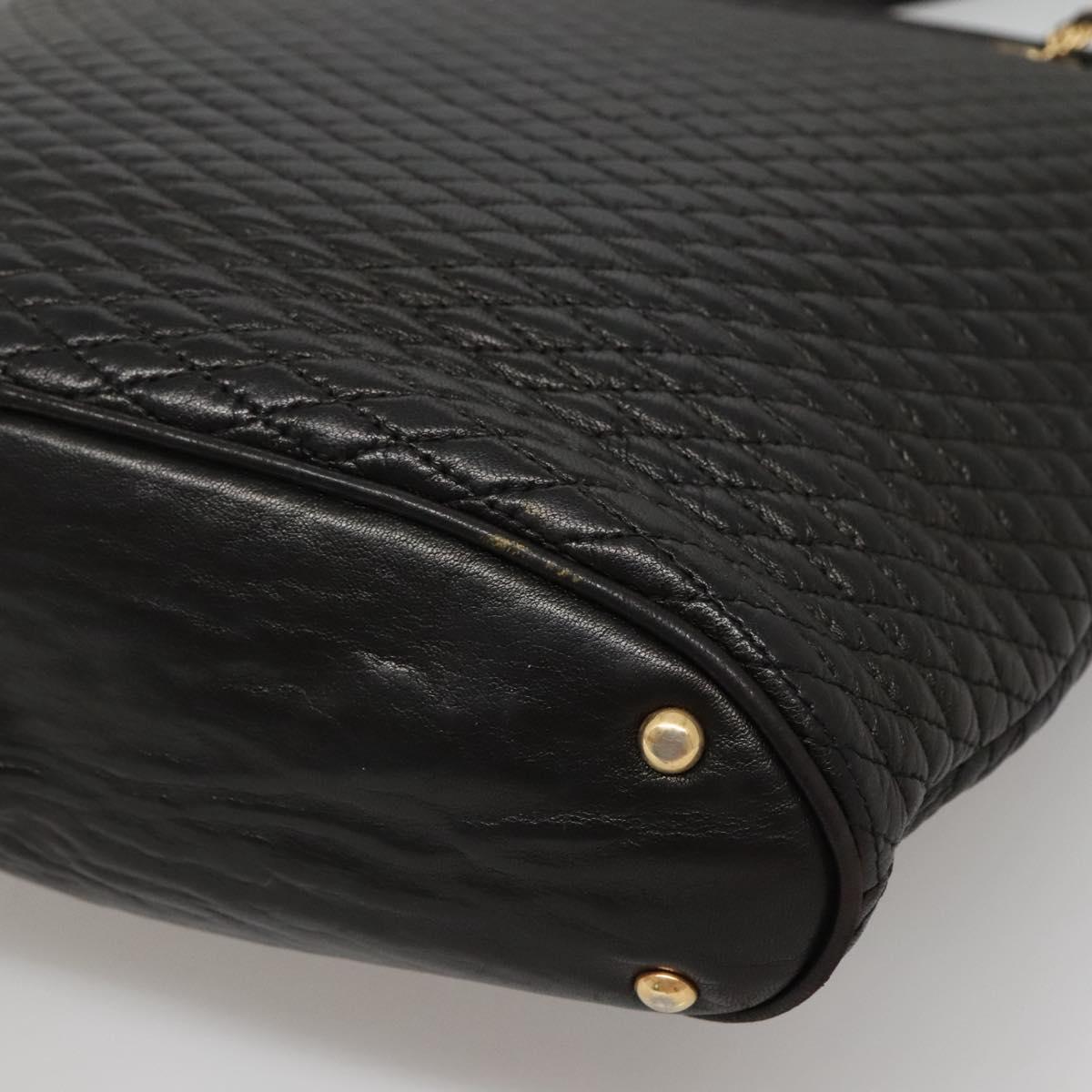 BALLY Chain Shoulder Bag Leather Black Gold Auth 141067