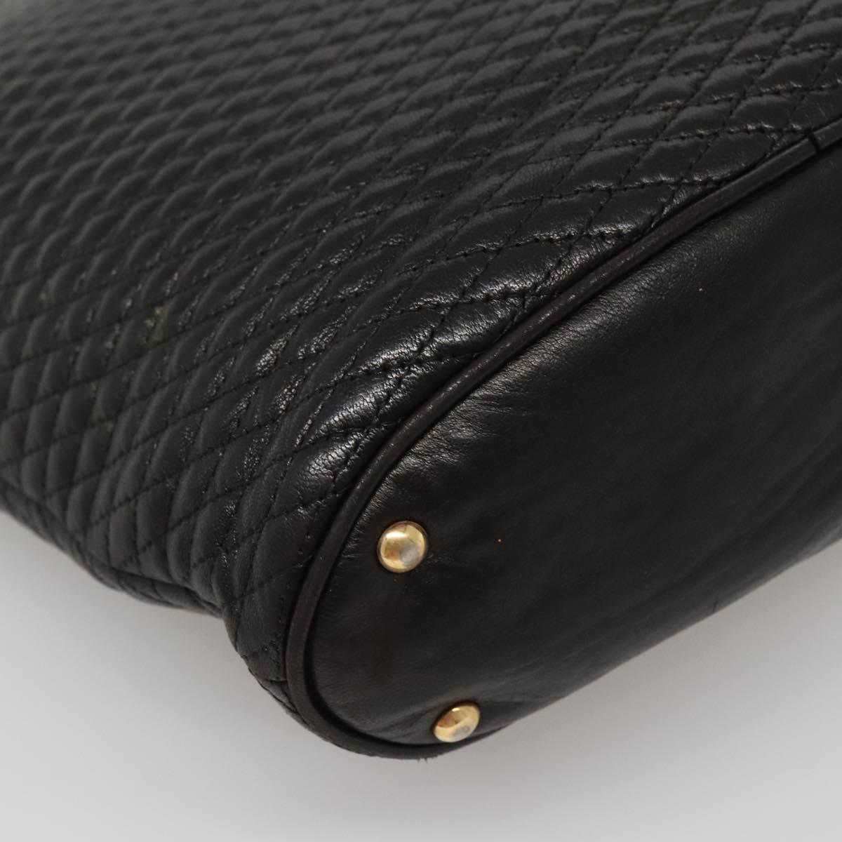 BALLY Chain Shoulder Bag Leather Black Gold Auth 141067