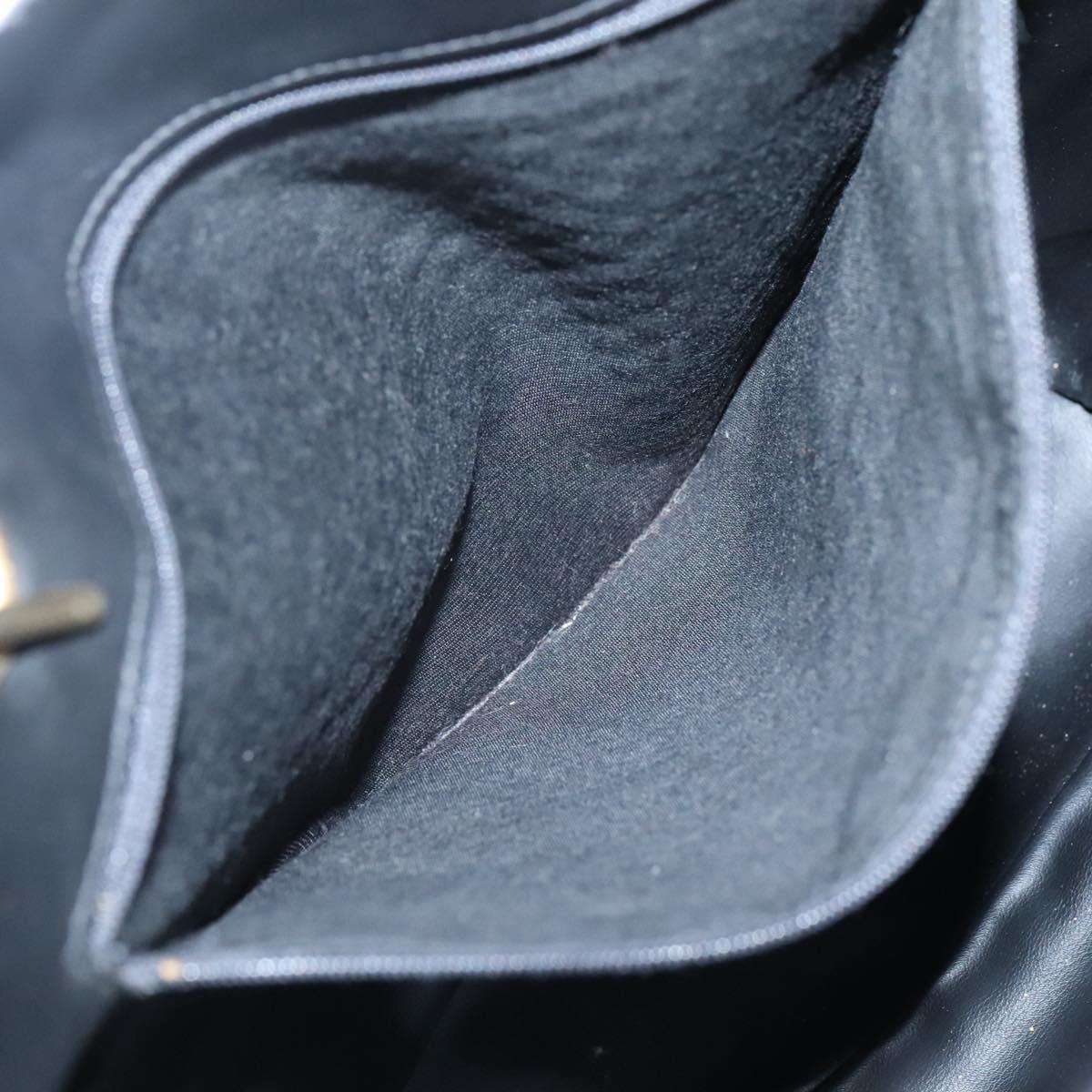 BALLY Chain Shoulder Bag Leather Black Gold Auth 141067