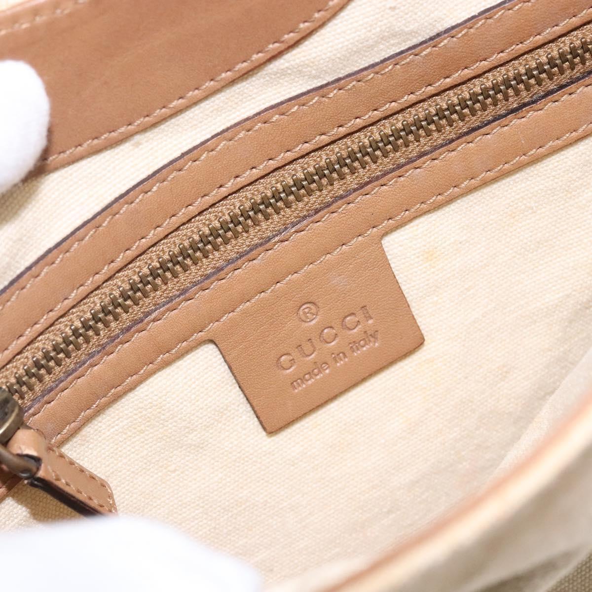 GUCCI Bamboo Hand Bag Canvas Beige Gold Auth 141068