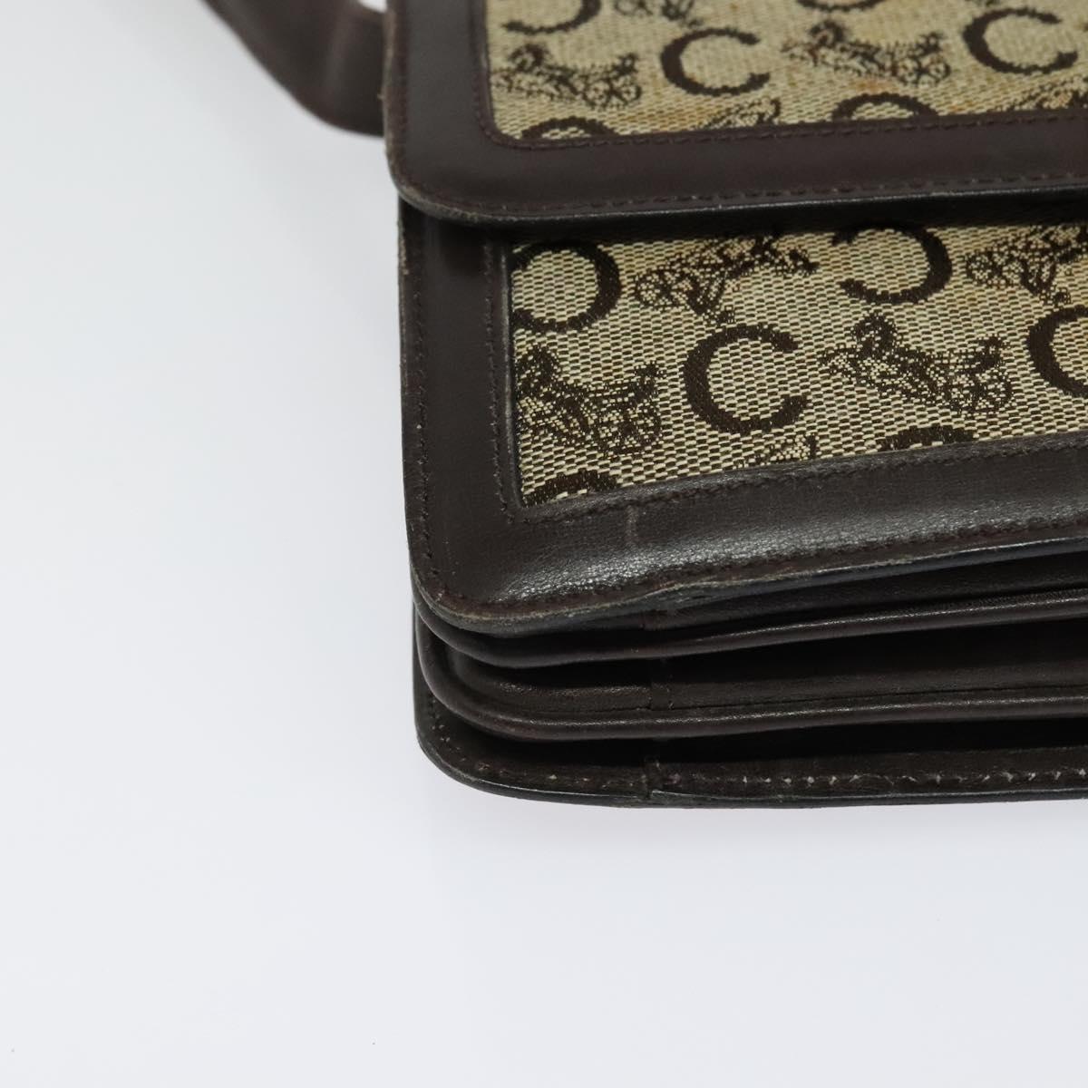 CELINE C Sulky Shoulder Bag Canvas Brown Gold Auth 141070