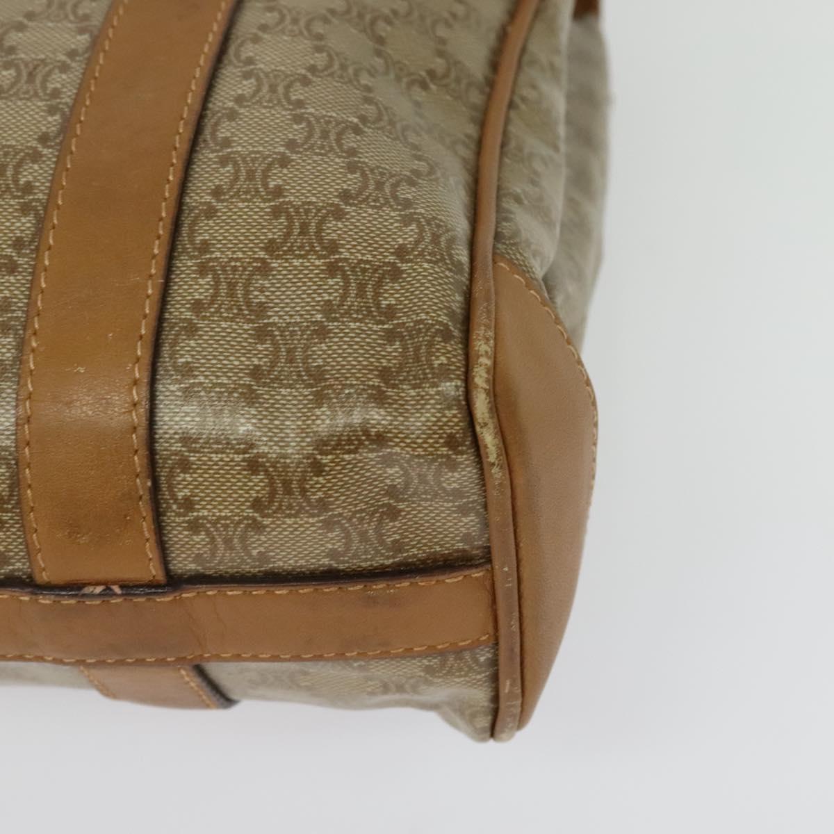 CELINE Macadam Canvas Hand Bag PVC Beige Gold Auth 141071