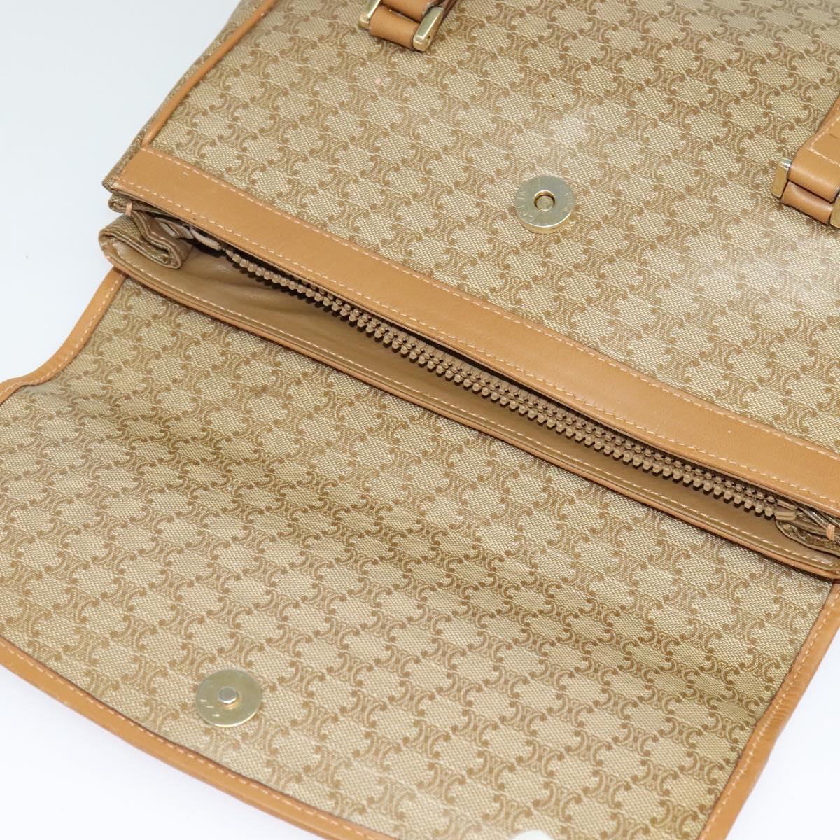 CELINE Macadam Canvas Hand Bag PVC Beige Gold Auth 141071