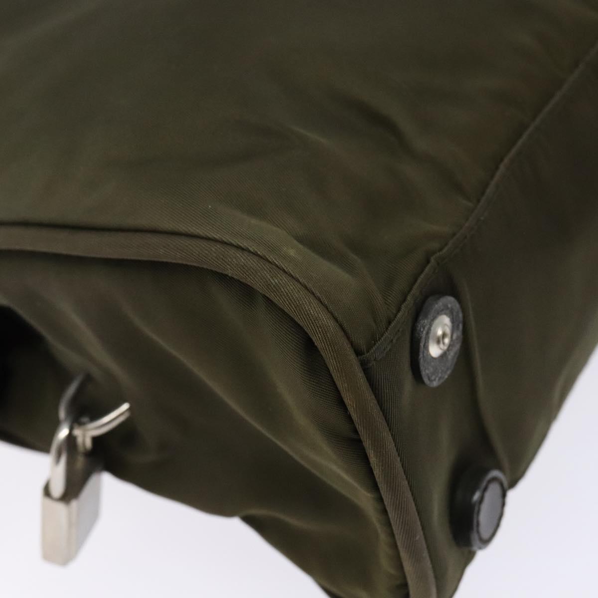 PRADA Hand Bag Nylon Green Auth 141076