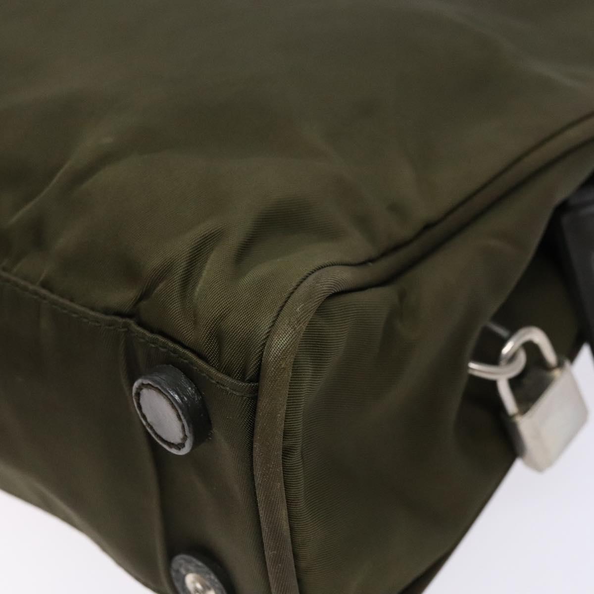 PRADA Hand Bag Nylon Green Auth 141076