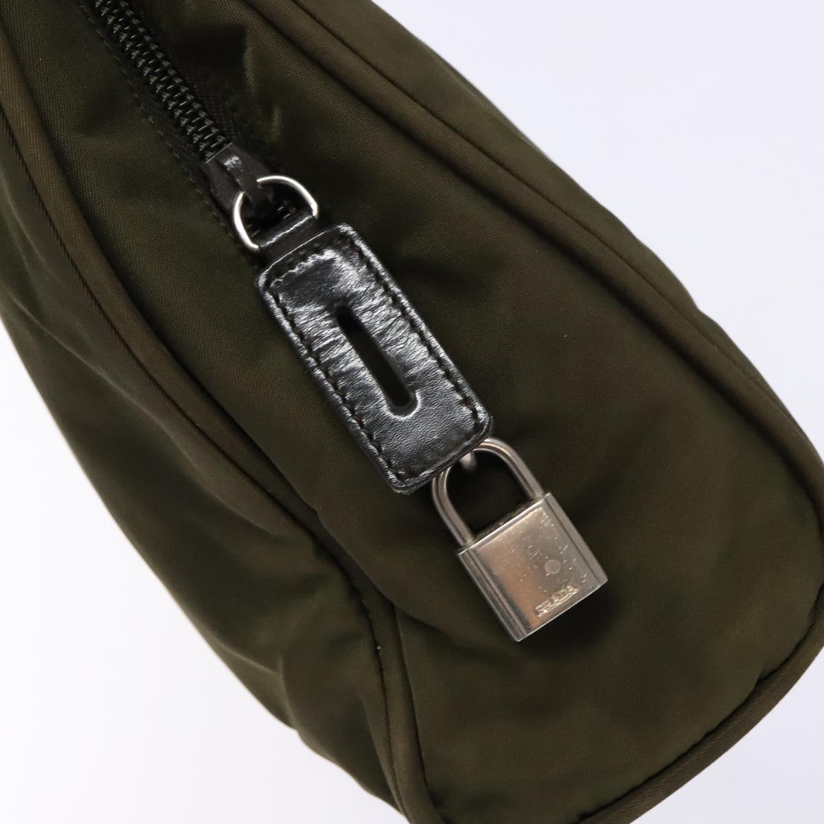 PRADA Hand Bag Nylon Green Auth 141076