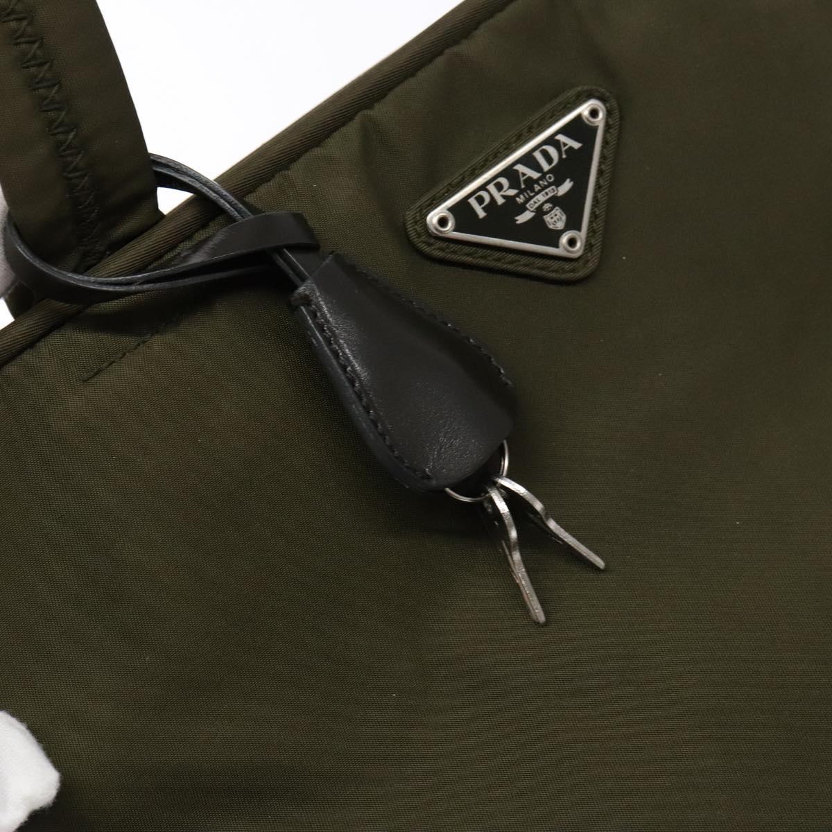 PRADA Hand Bag Nylon Green Auth 141076
