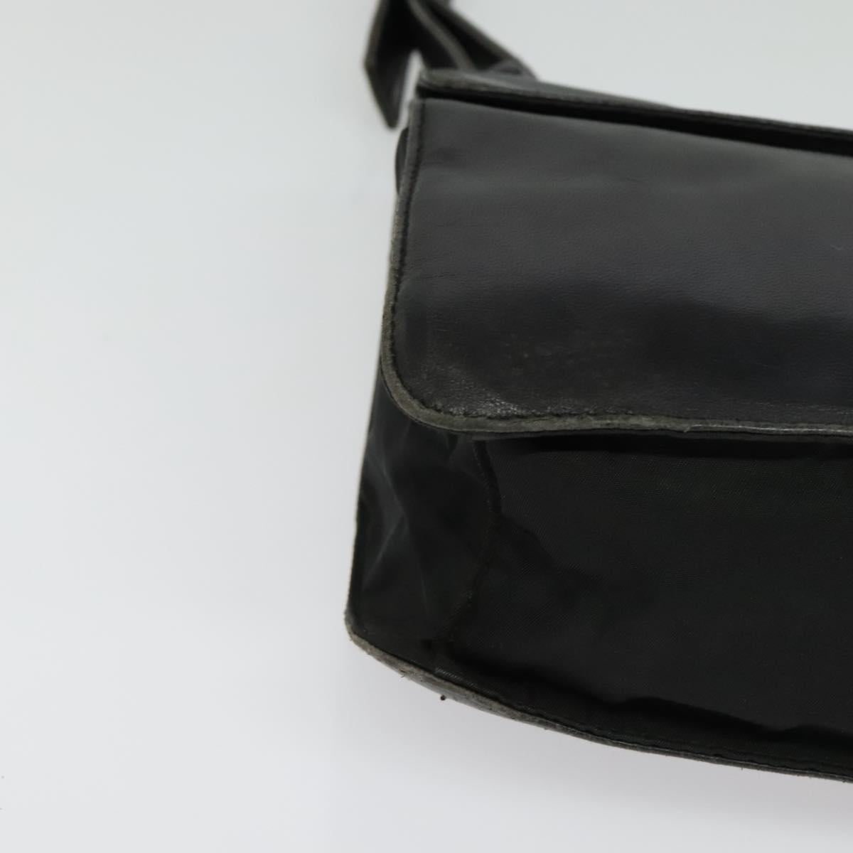 PRADA Shoulder Bag Leather Black Silver Auth 141077
