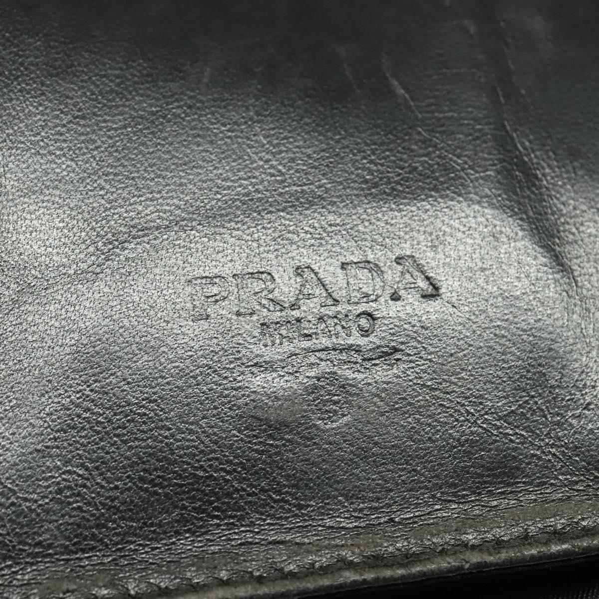 PRADA Shoulder Bag Leather Black Silver Auth 141077