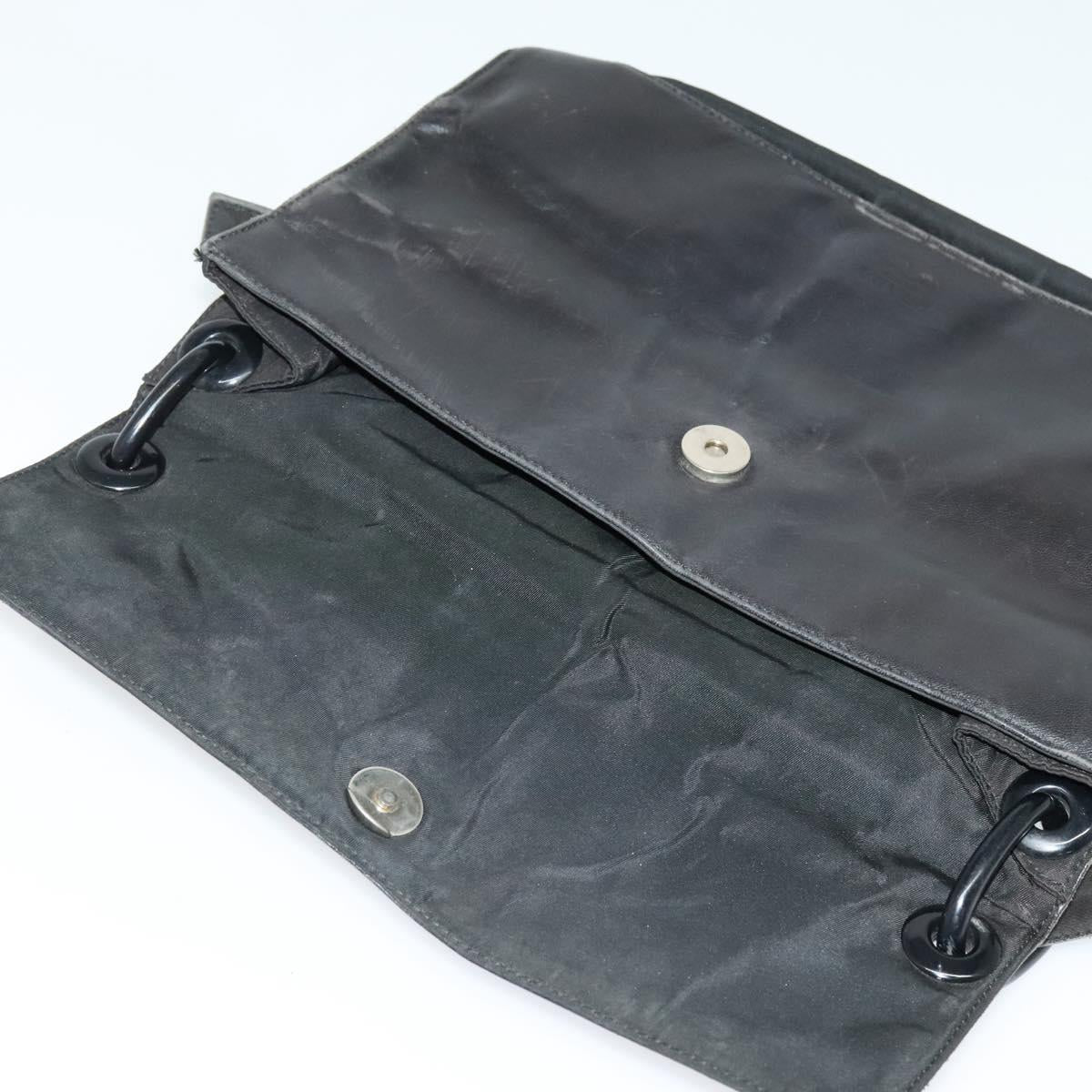 PRADA Shoulder Bag Leather Black Silver Auth 141077