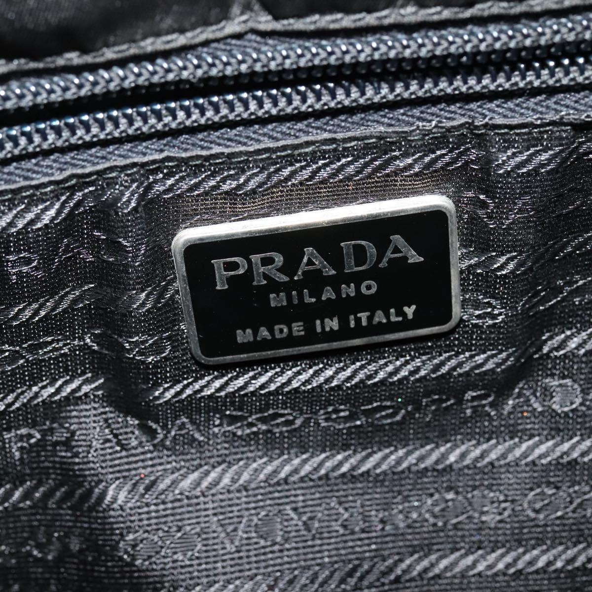 PRADA Shoulder Bag Leather Black Silver Auth 141077