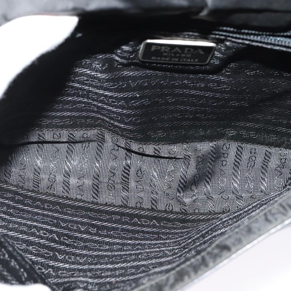 PRADA Shoulder Bag Leather Black Silver Auth 141077