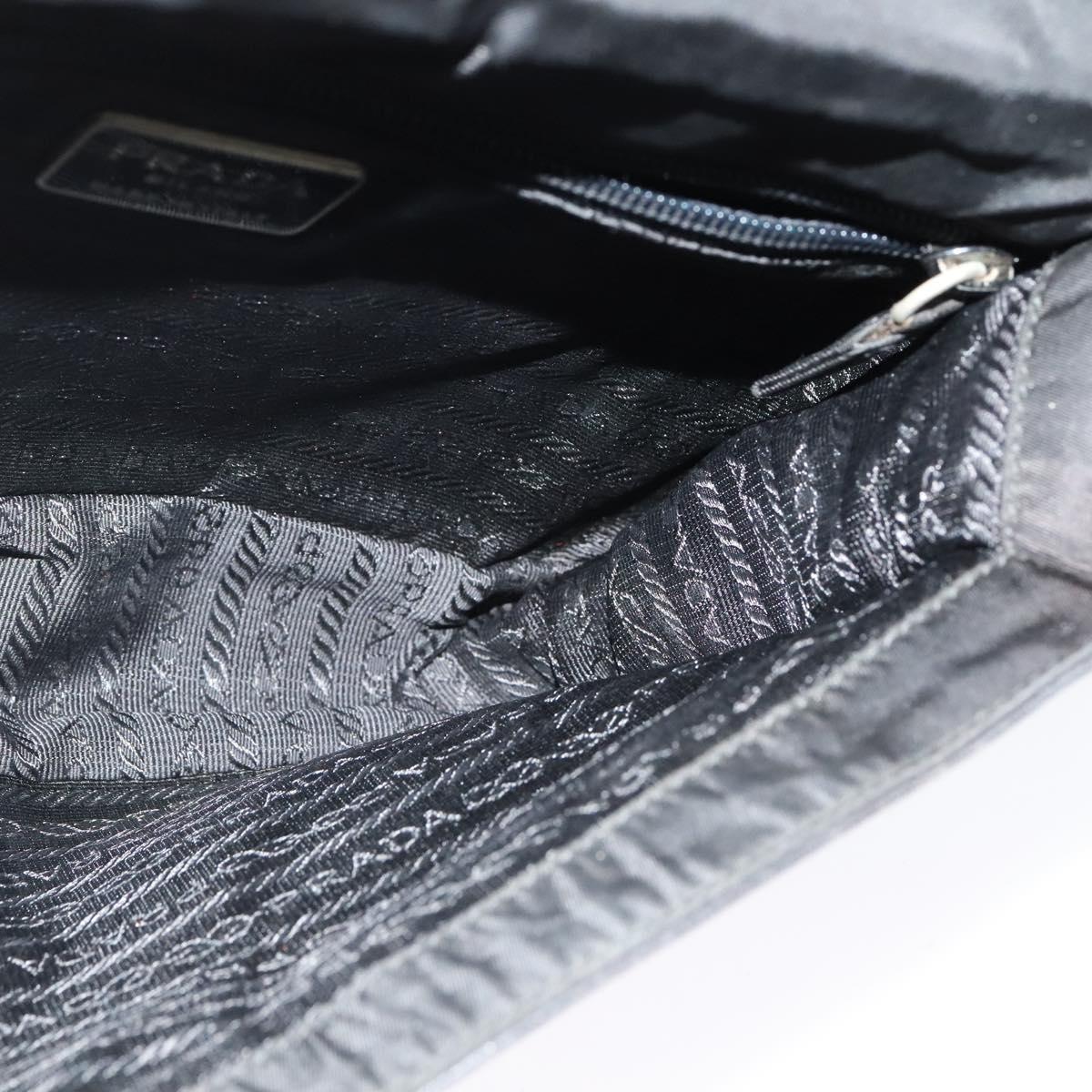 PRADA Shoulder Bag Leather Black Silver Auth 141077