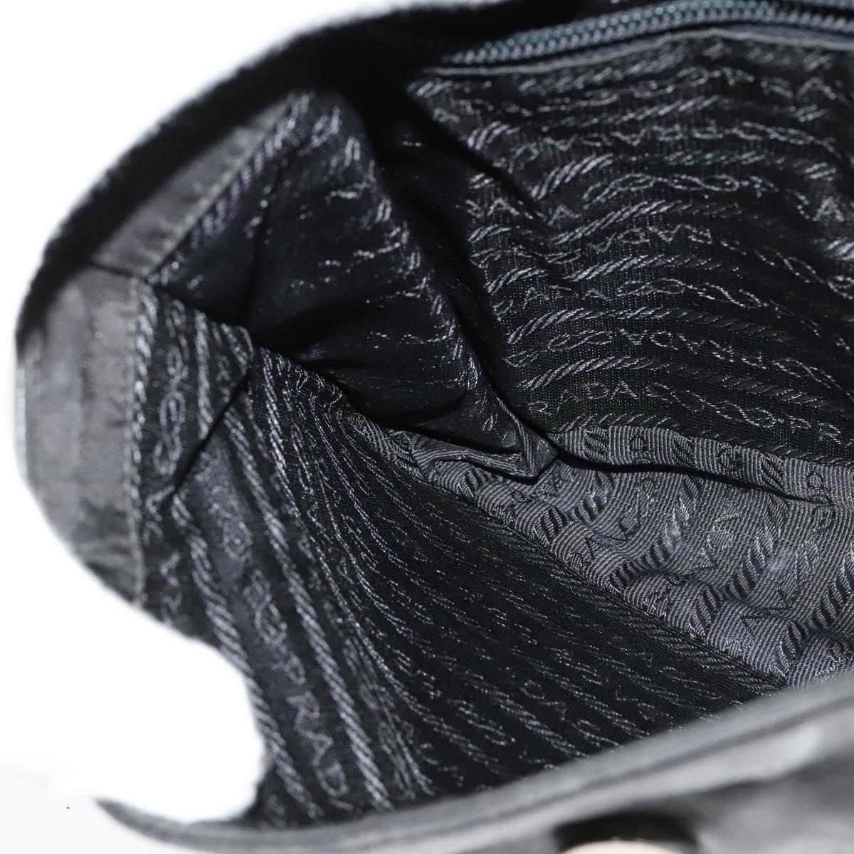 PRADA Shoulder Bag Leather Black Silver Auth 141077