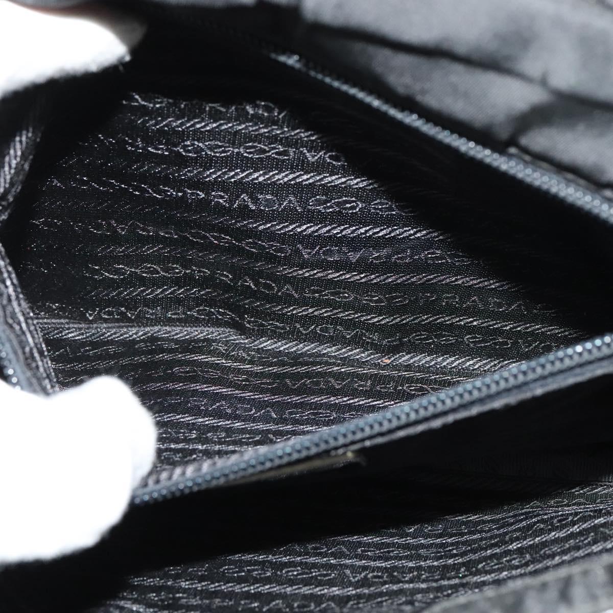 PRADA Shoulder Bag Leather Black Silver Auth 141077