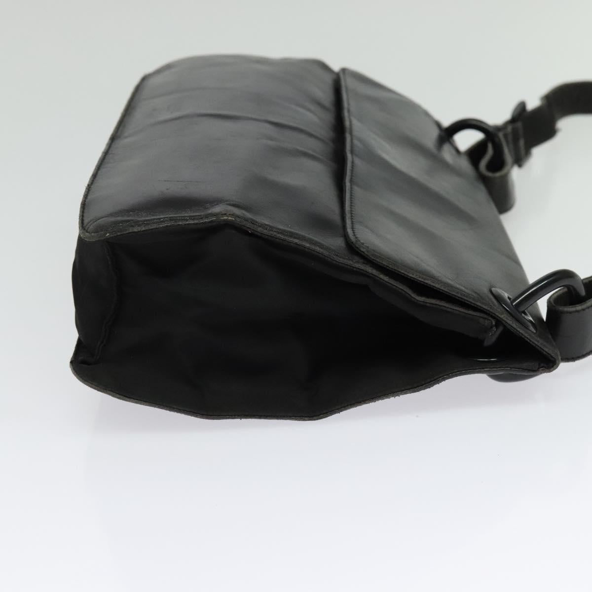 PRADA Shoulder Bag Leather Black Silver Auth 141077