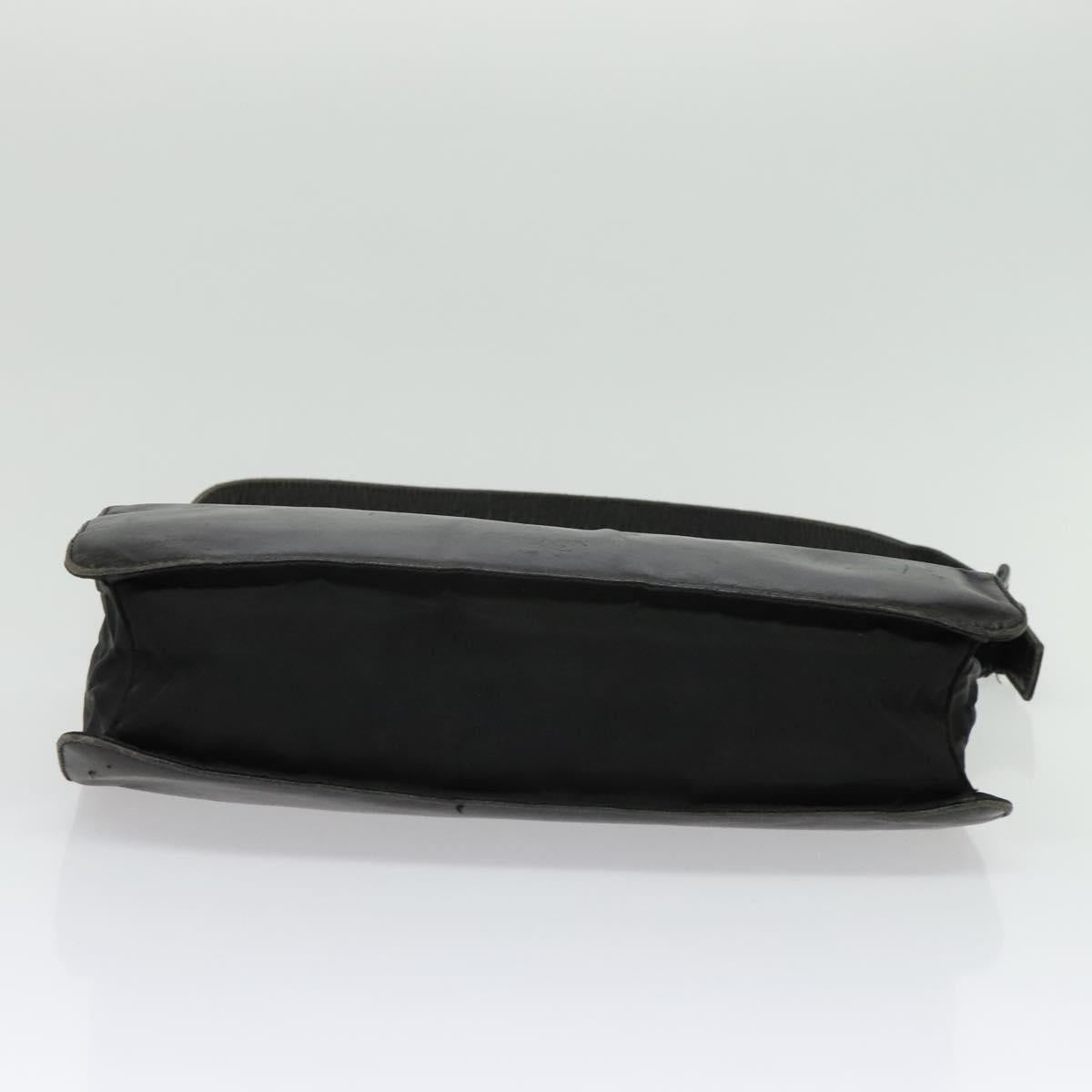 PRADA Shoulder Bag Leather Black Silver Auth 141077