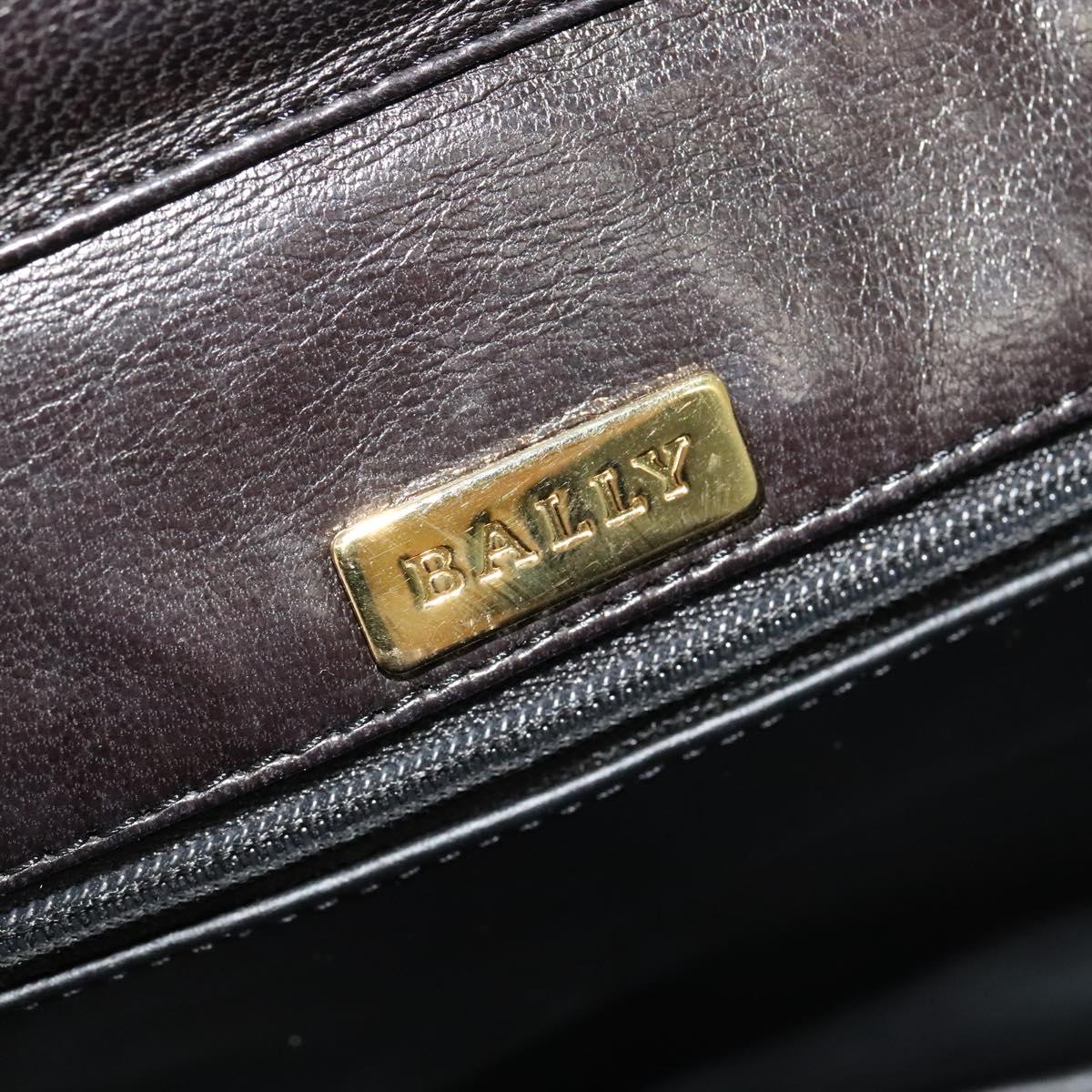 BALLY Quilted Chain Shoulder Bag Leather Black Gold Auth 141092