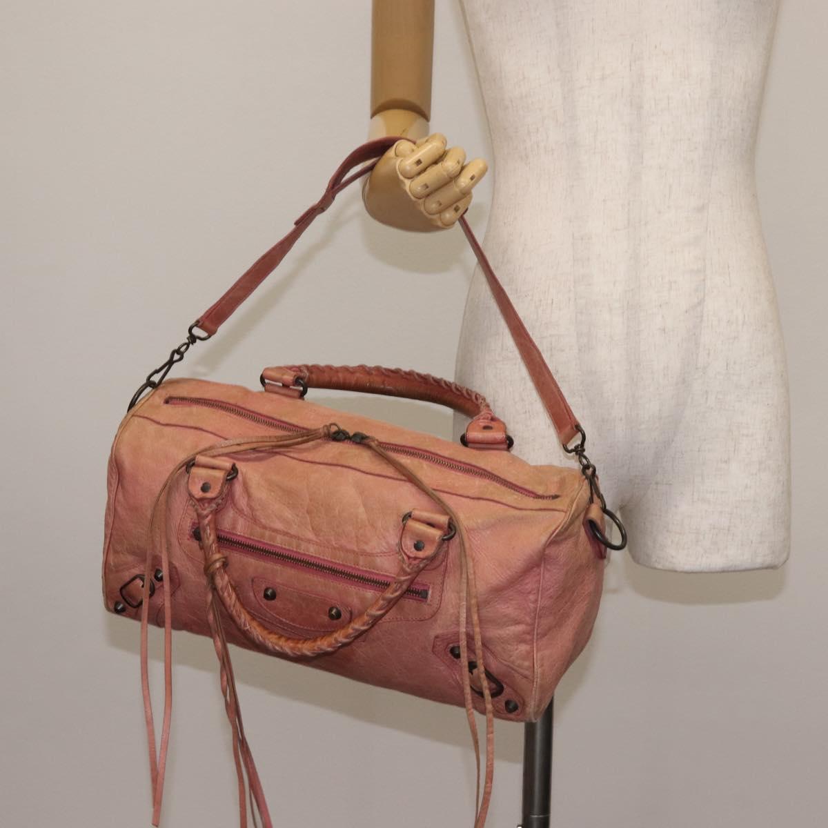 BALENCIAGA The Twiggy Hand Bag Leather 2way Pink 128523 Auth 141093