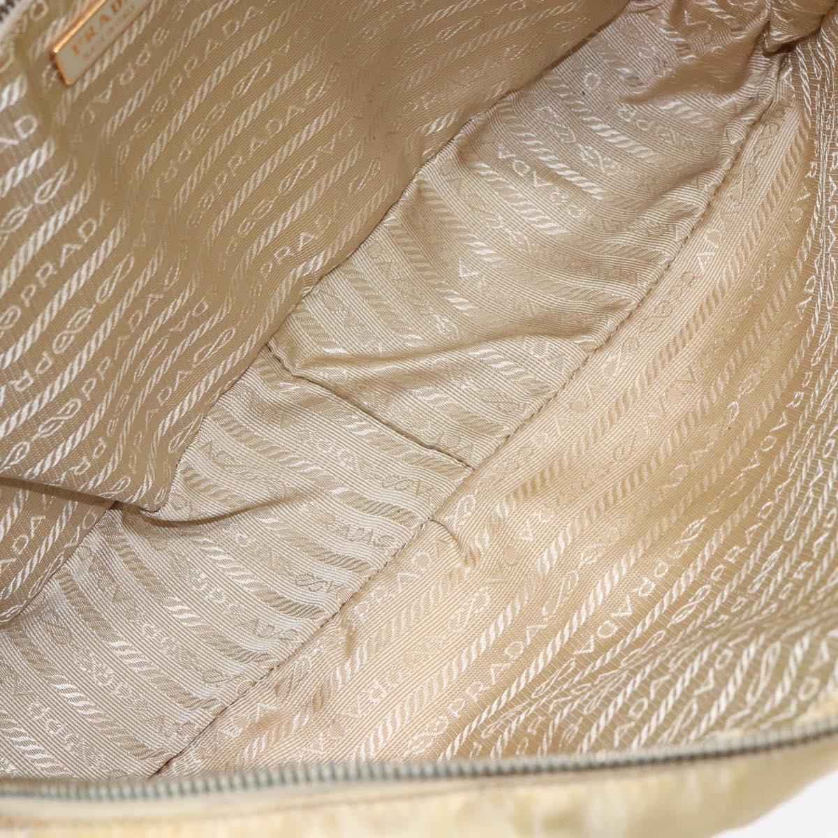 PRADA Hand Bag Nylon Beige Gold Auth 141094