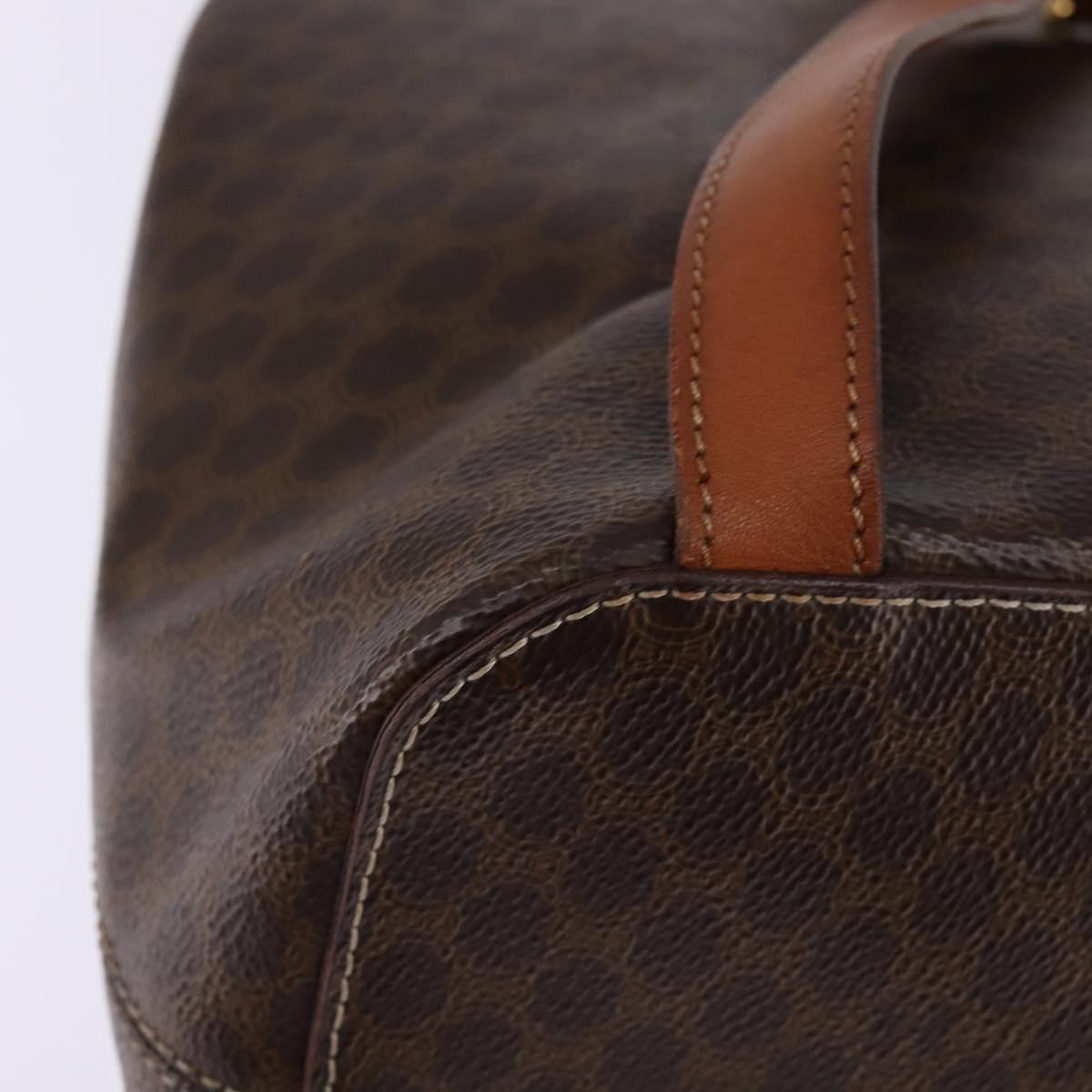 CELINE Macadam Canvas Backpack PVC Leather Brown Gold Auth 141097