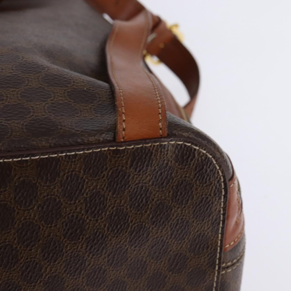 CELINE Macadam Canvas Backpack PVC Leather Brown Gold Auth 141097