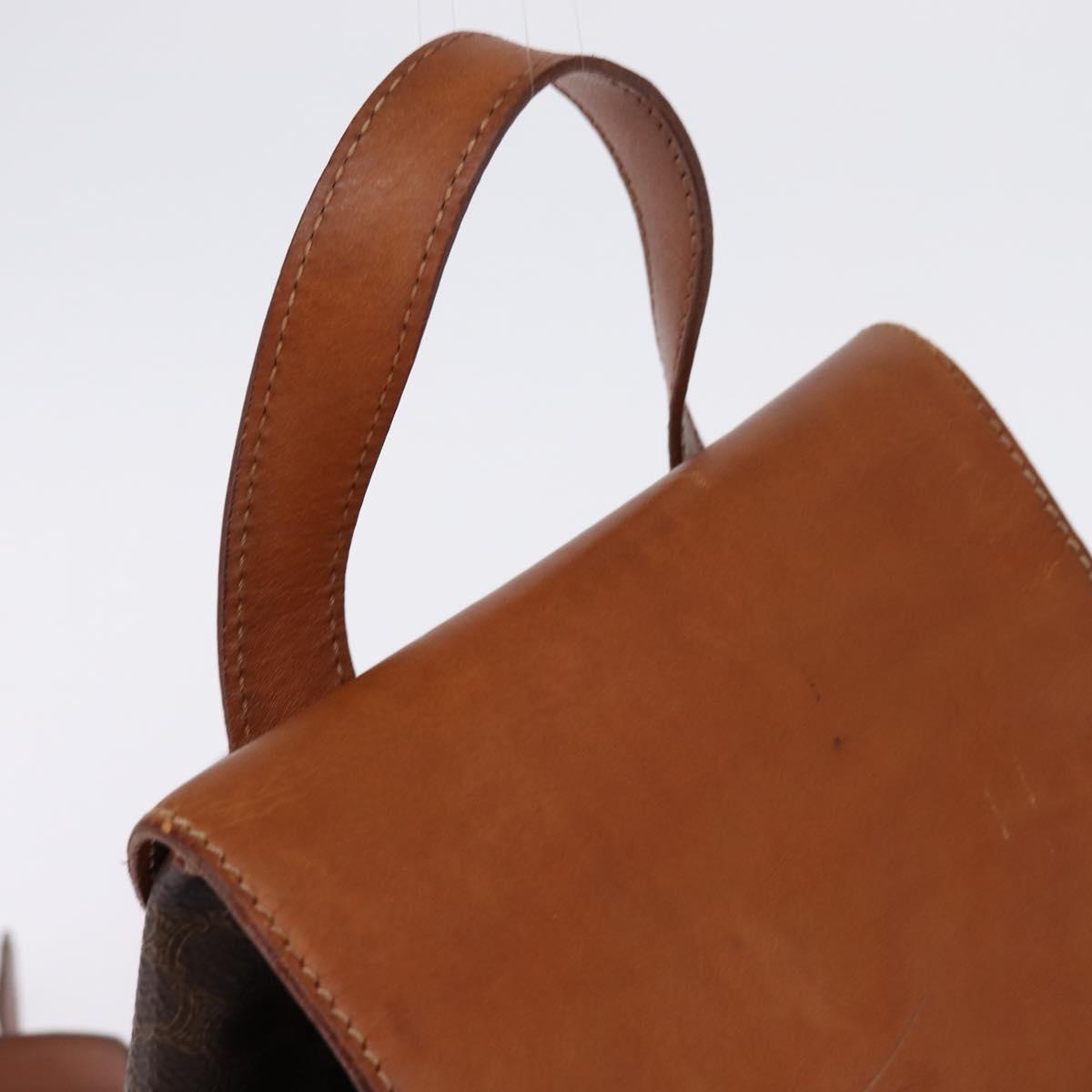 CELINE Macadam Canvas Backpack PVC Leather Brown Gold Auth 141097