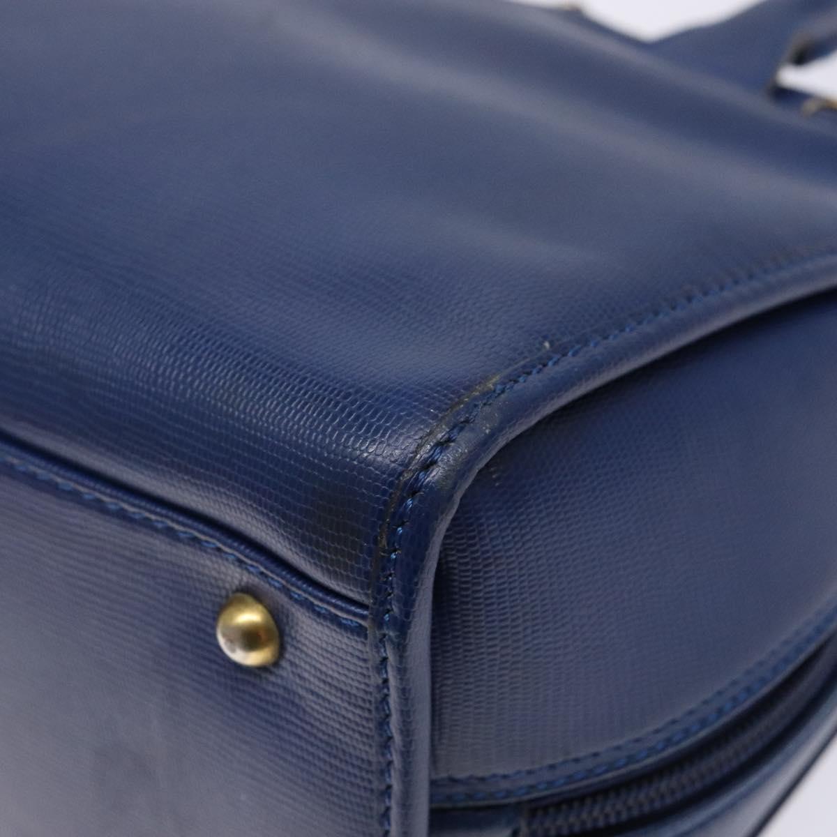 CELINE Hand Bag Leather Blue Gold Auth 141098