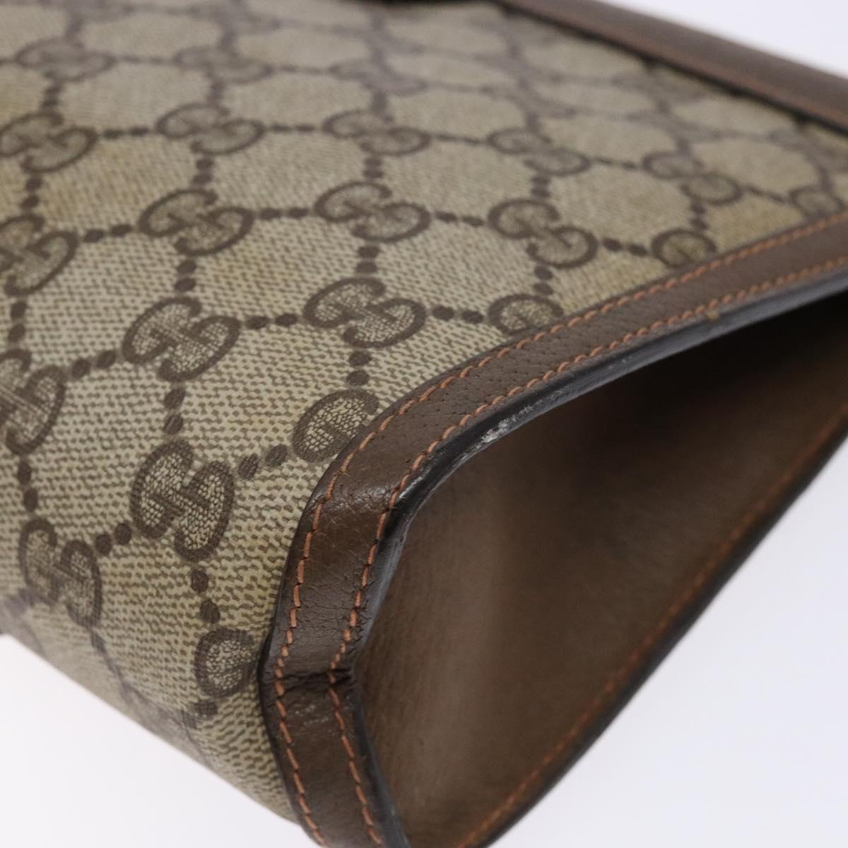 GUCCI GG Supreme Web Sherry Line Clutch Bag PVC Beige 89 01 032 Auth 141102