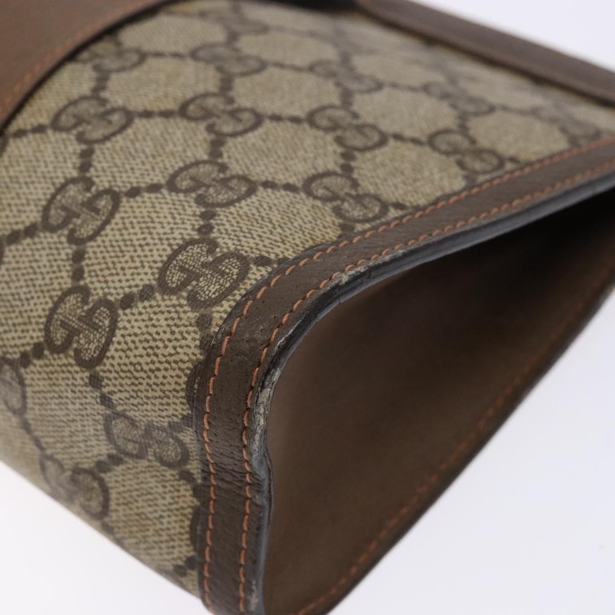 GUCCI GG Supreme Web Sherry Line Clutch Bag PVC Beige 89 01 032 Auth 141102
